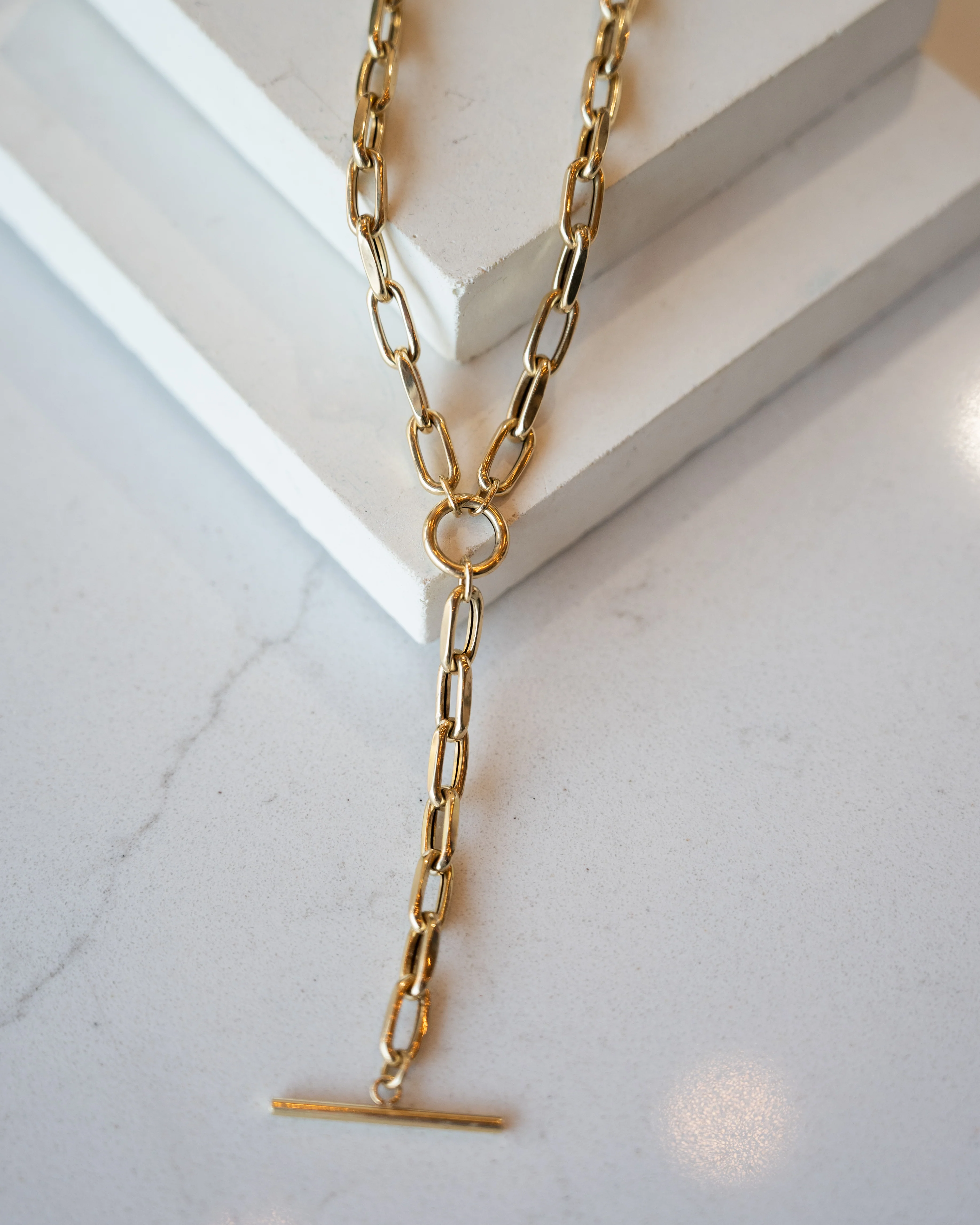 16 Inch Paperclip Lariat Necklace in 14k Yellow Gold - Image 5