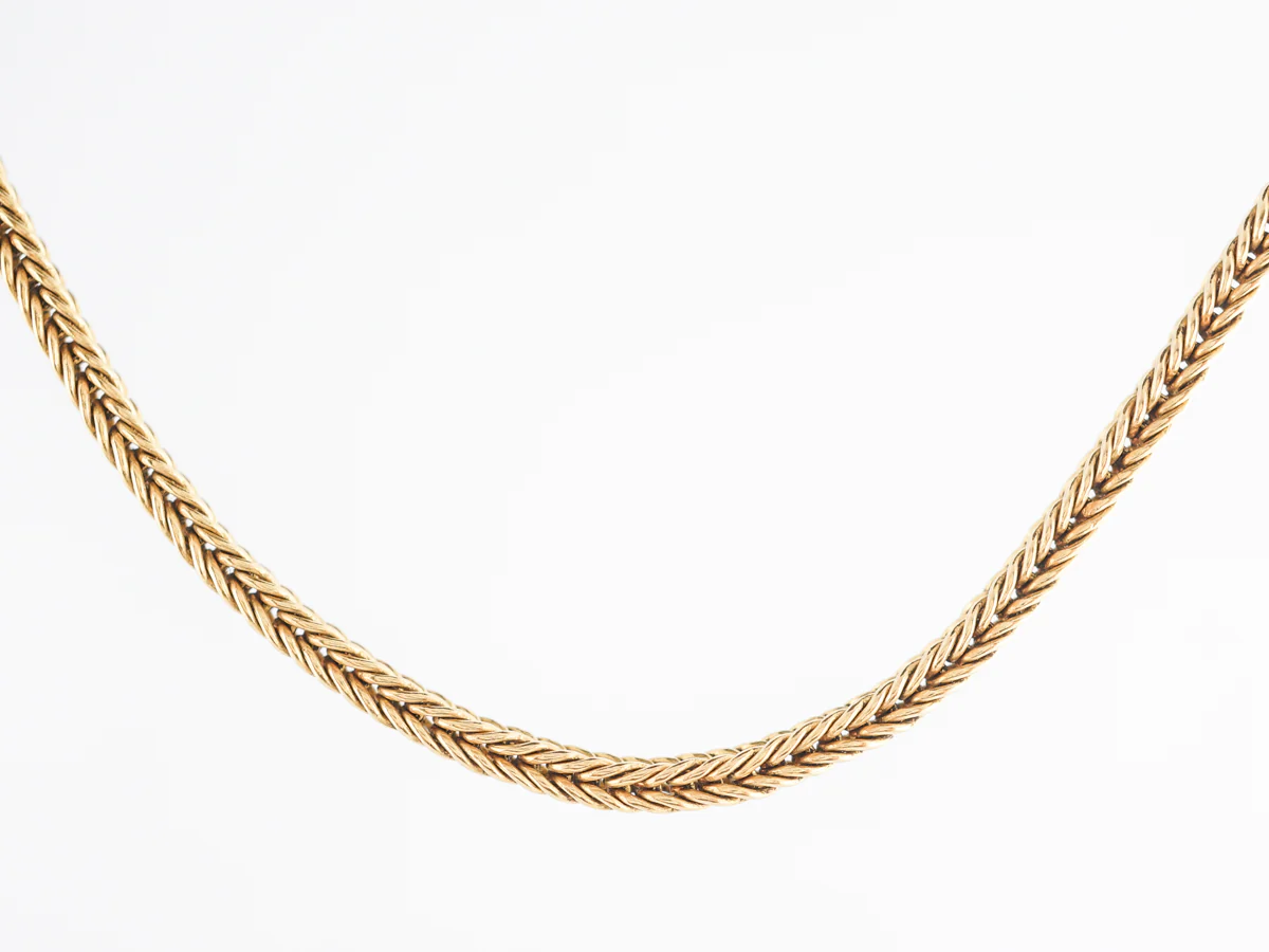 16 Inch Wheat Pattern Necklace in 18k Yellow Gold