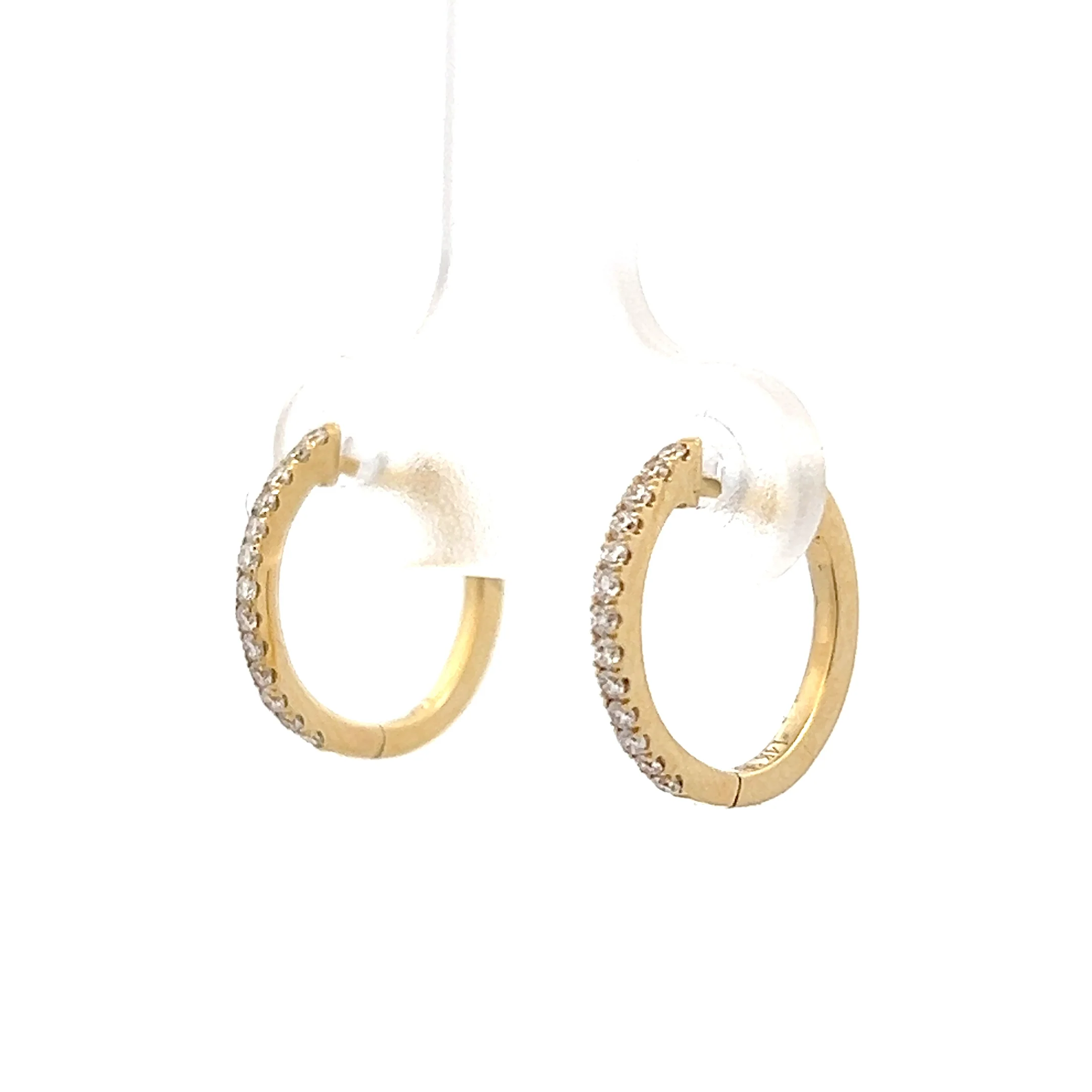 .16 Pave Diamond Hoop Earrings 14k Yellow Gold - Image 2