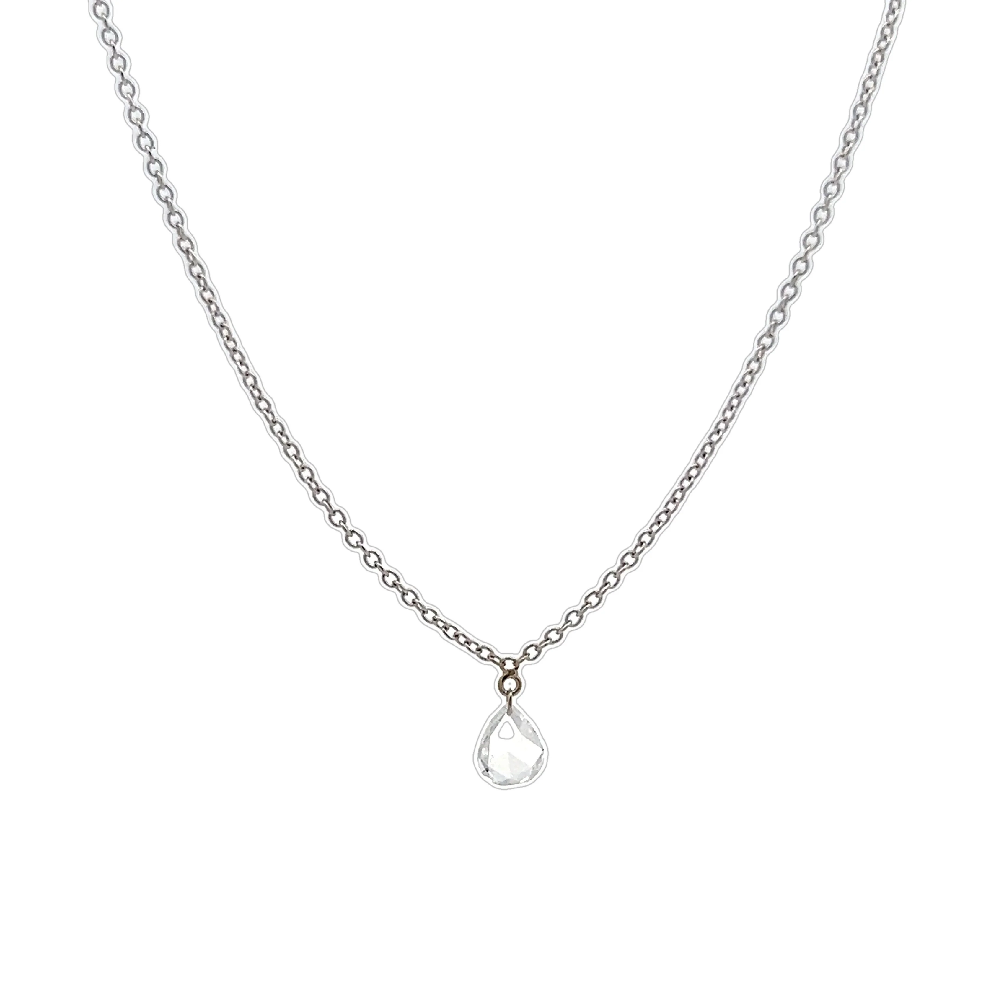 .16 Rose Cut Pear Shaped Diamond Necklace in 14k