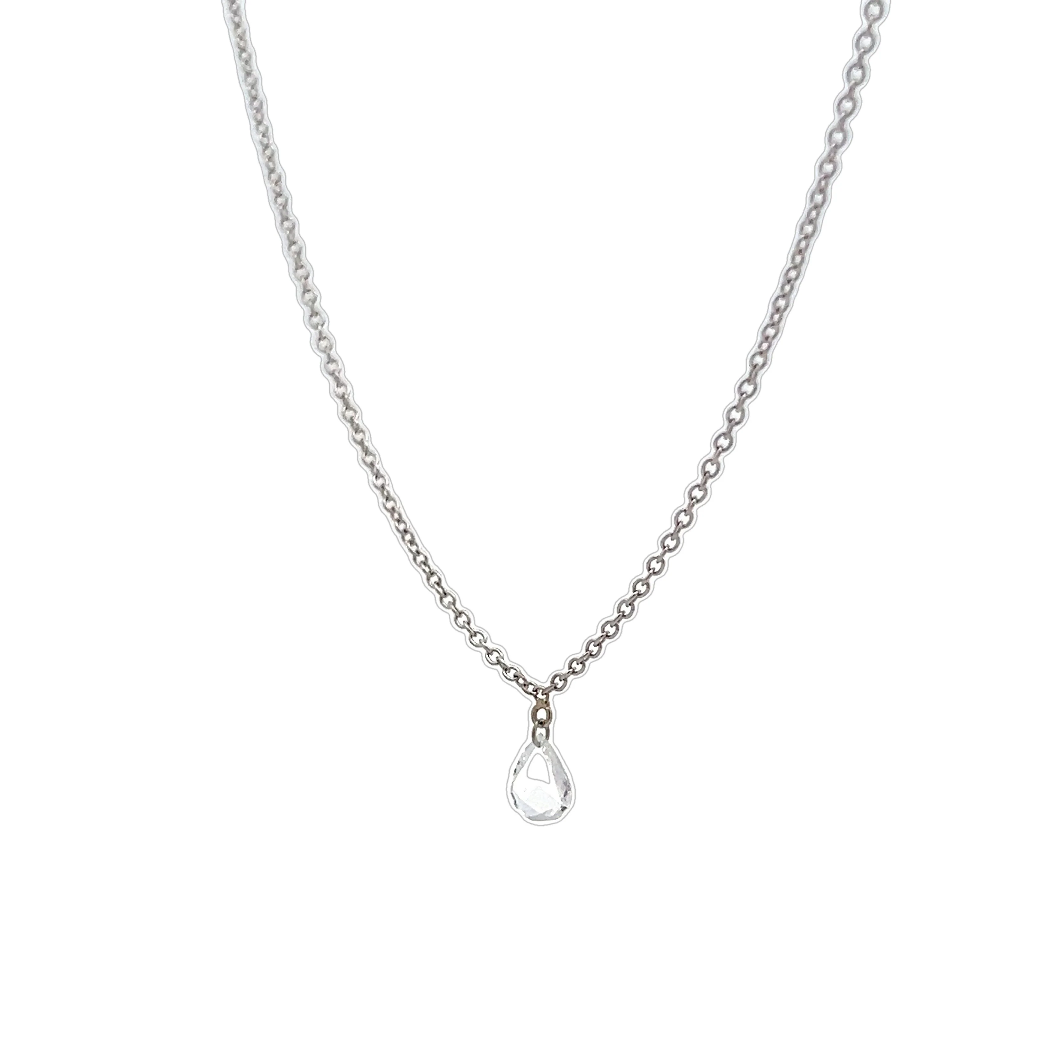 .16 Rose Cut Pear Shaped Diamond Necklace in 14k - Image 2