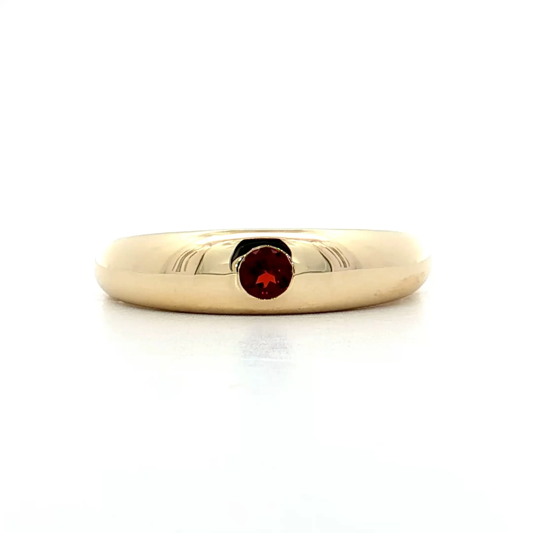 .16 Round Cut Garnet Stacking Ring in 14k Yellow Gold