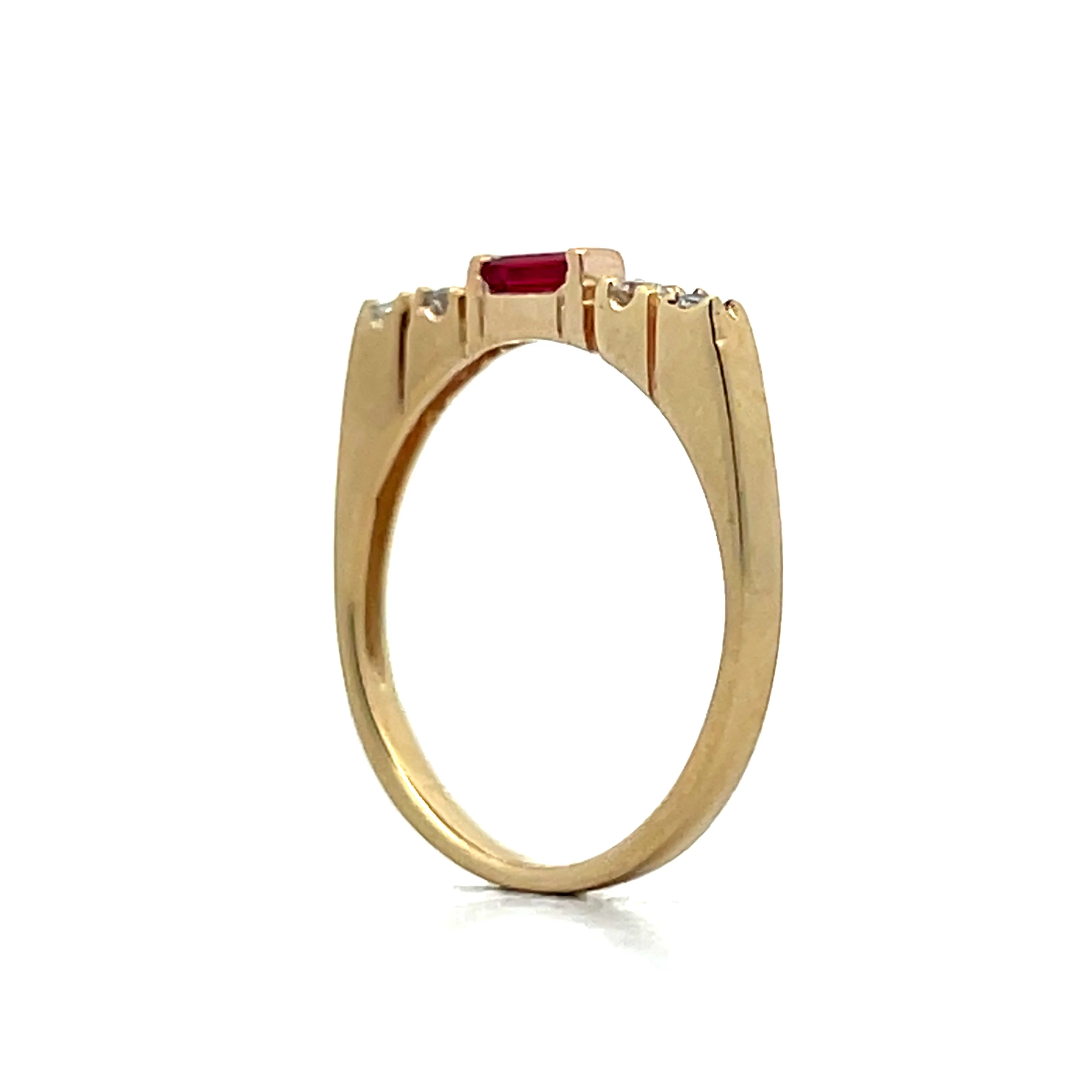 .16 Ruby & Diamond Stacking Ring in 14k Yellow Gold - Image 5