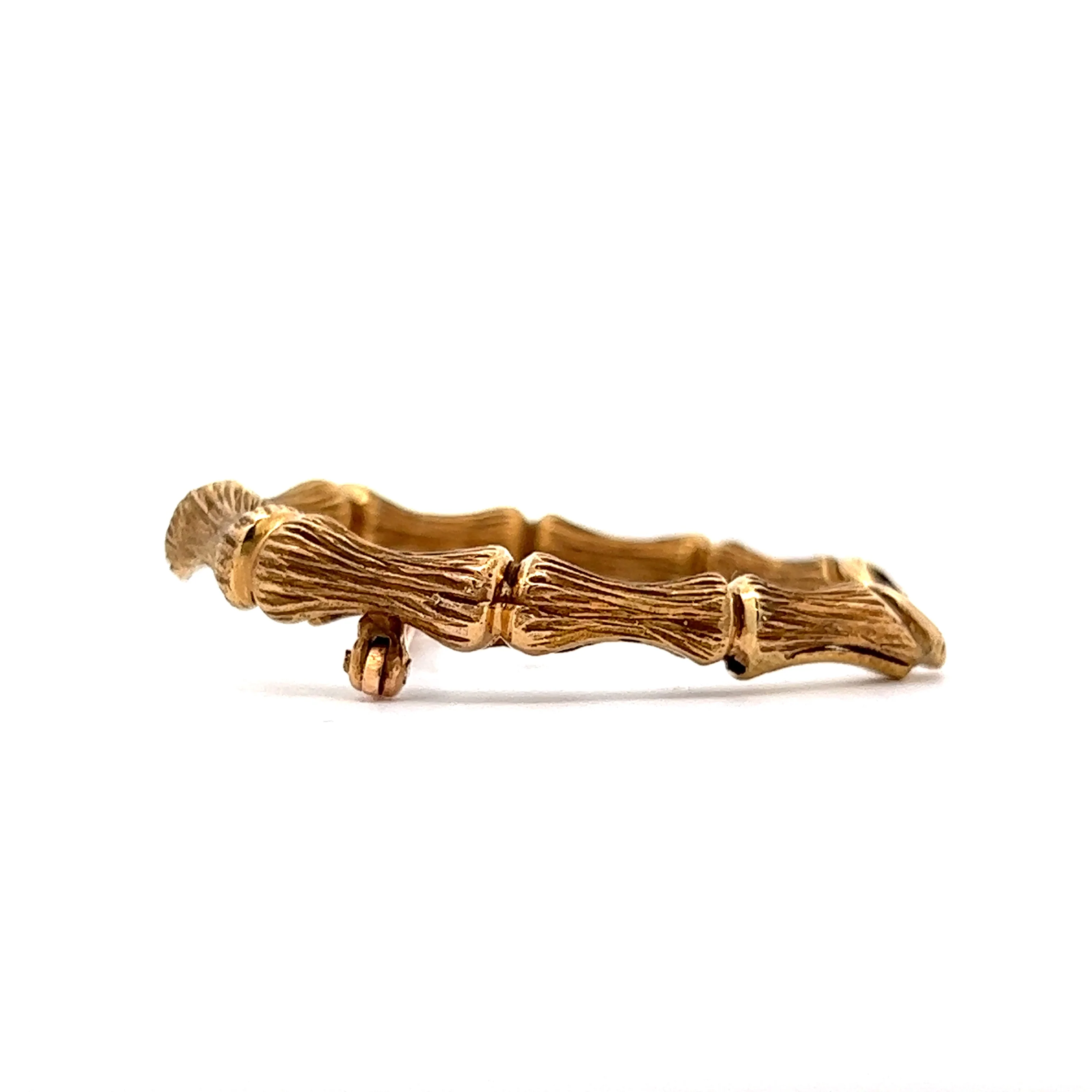 Bamboo Horseshoe Brooch w/ Rubies in 14k Yellow Gold - Image 3