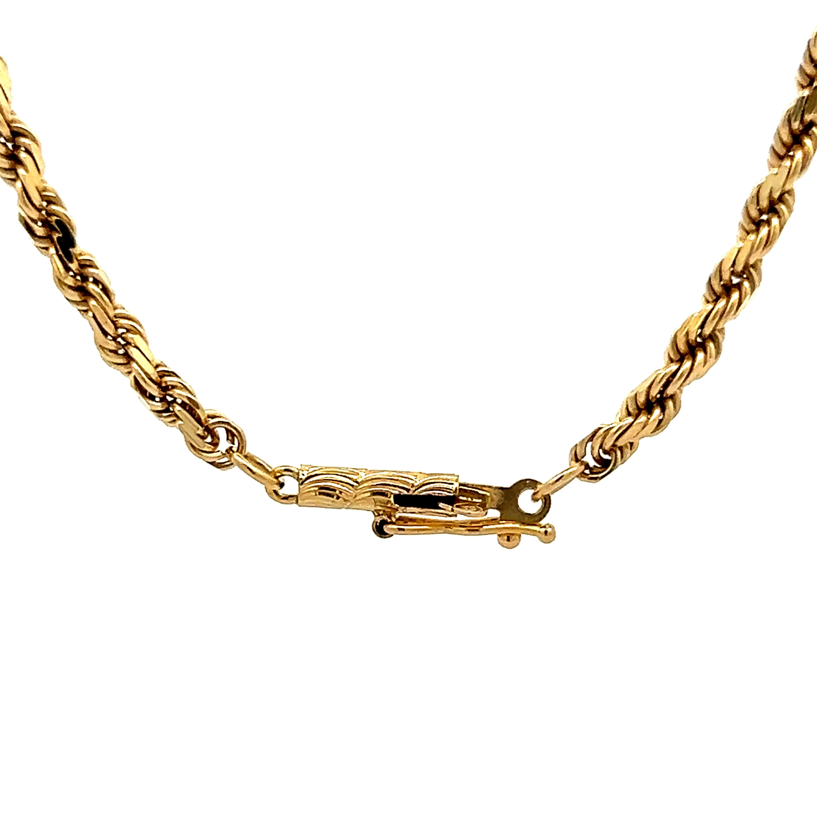 16" Unisex Rope Chain Necklace in 14k Yellow Gold - Image 4