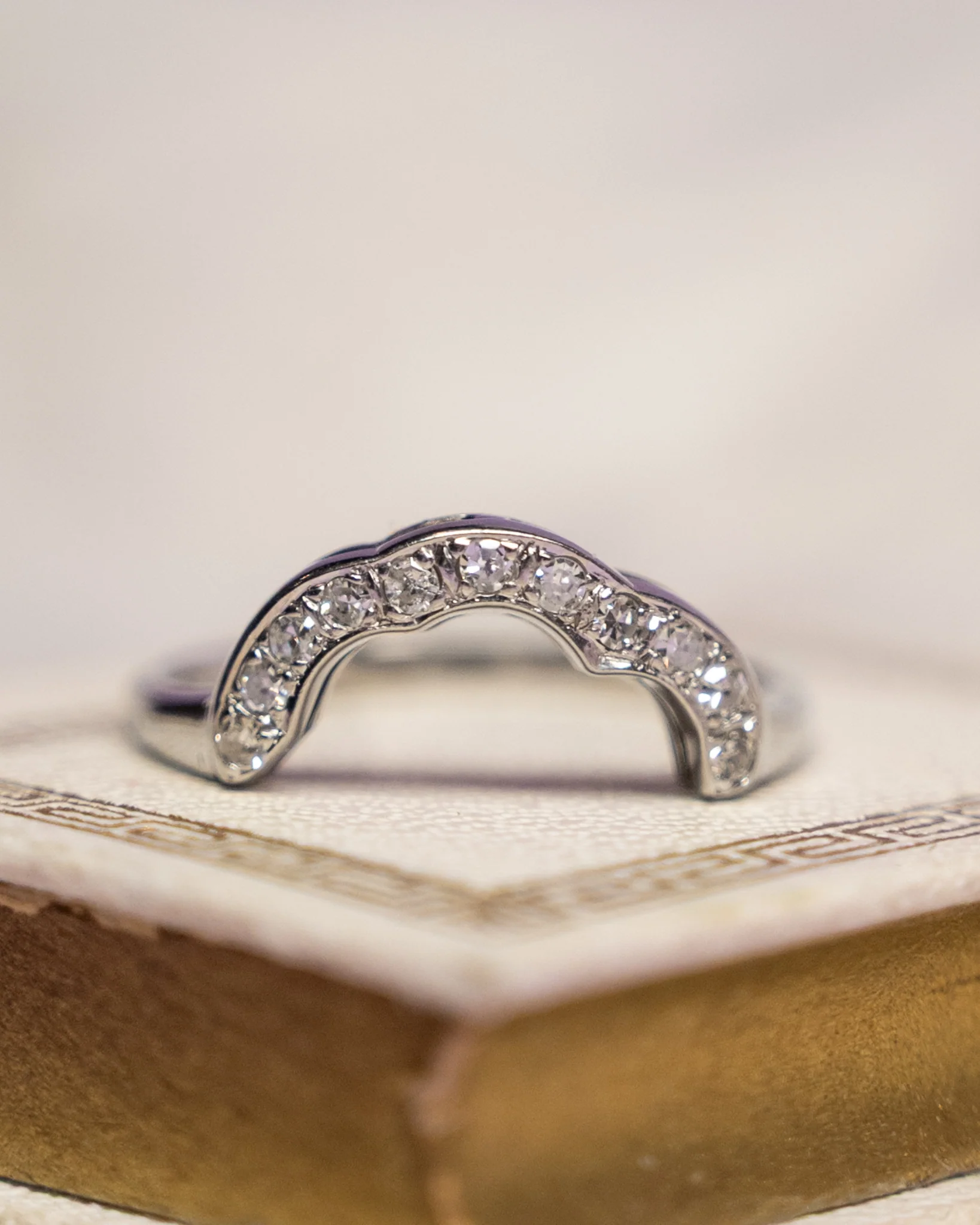 .16 Vintage Contour Wedding Band in 14k White Gold - Image 6