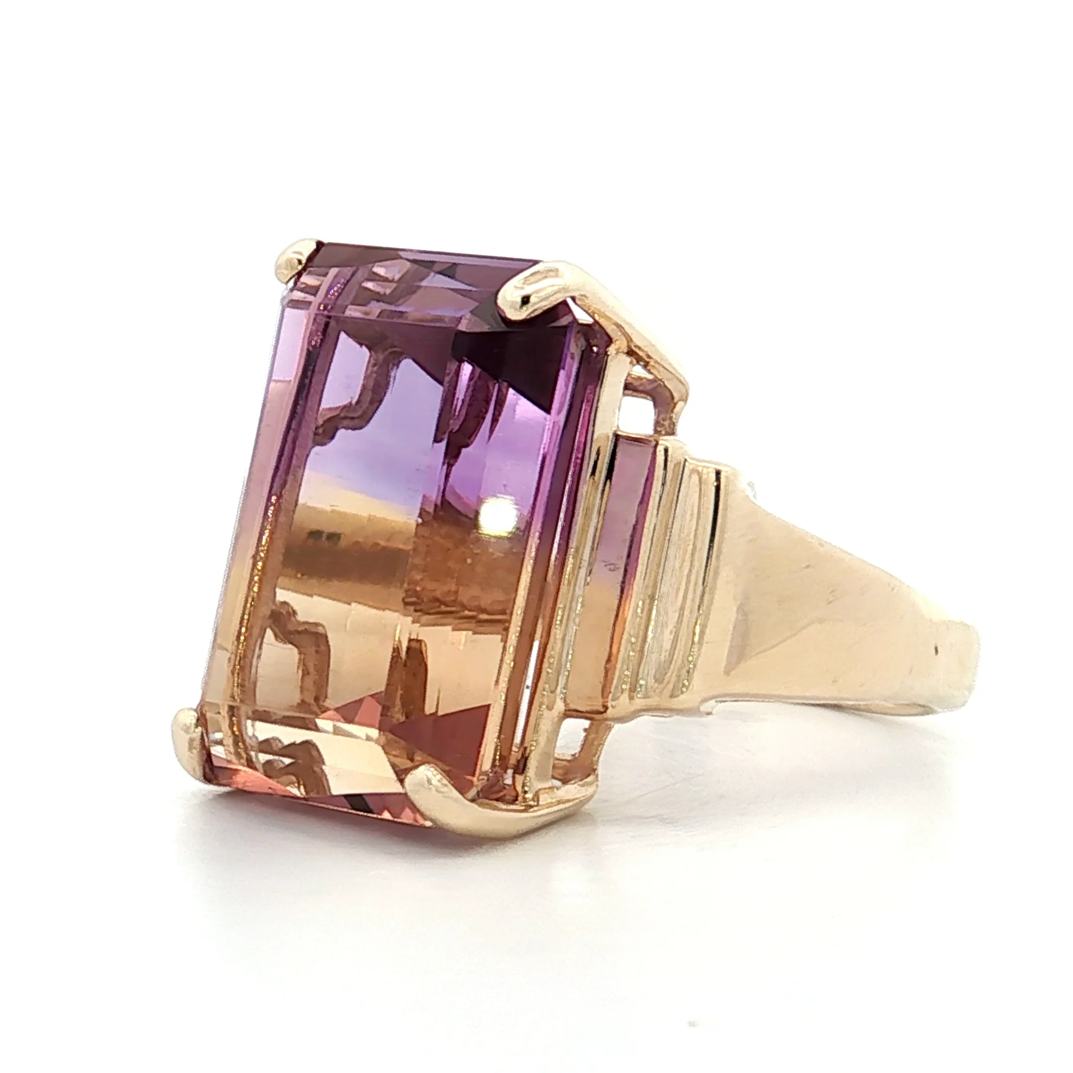 17.25 Vintage Ametrine Cocktail Ring 14k Yellow Gold - Image 2