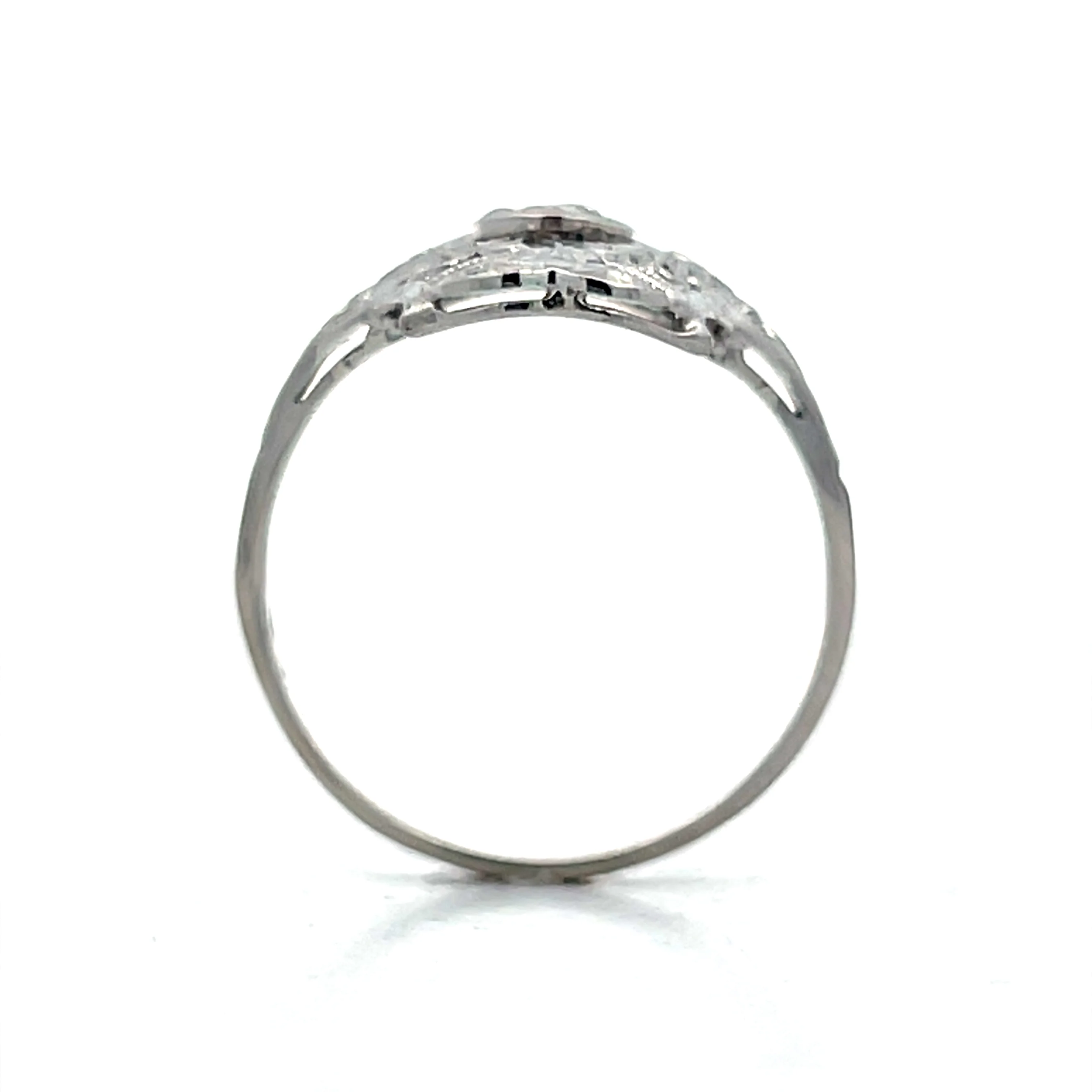 .17 Art Deco Style Filigree Ring in 14k White Gold - Image 4