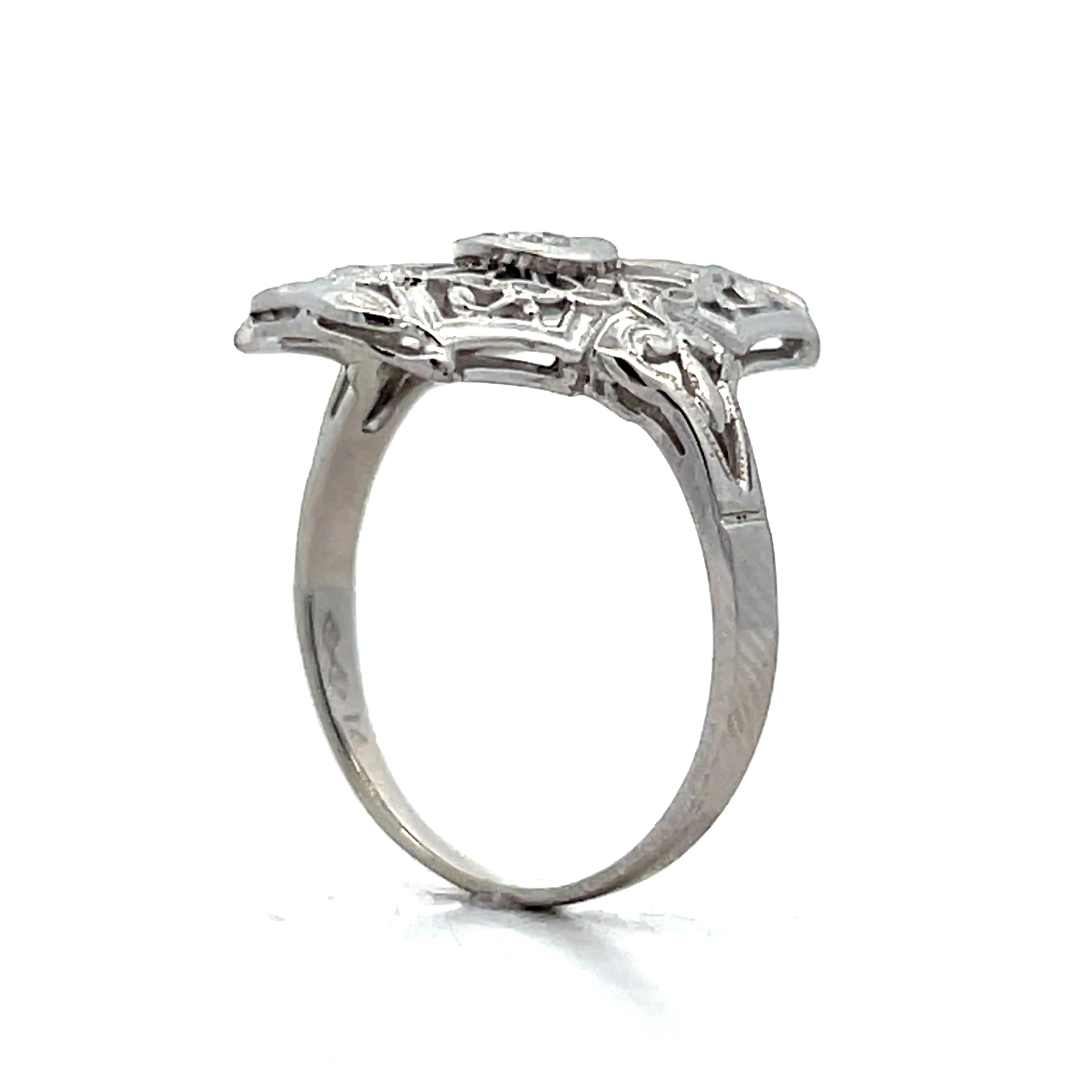 .17 Art Deco Style Filigree Ring in 14k White Gold - Image 5