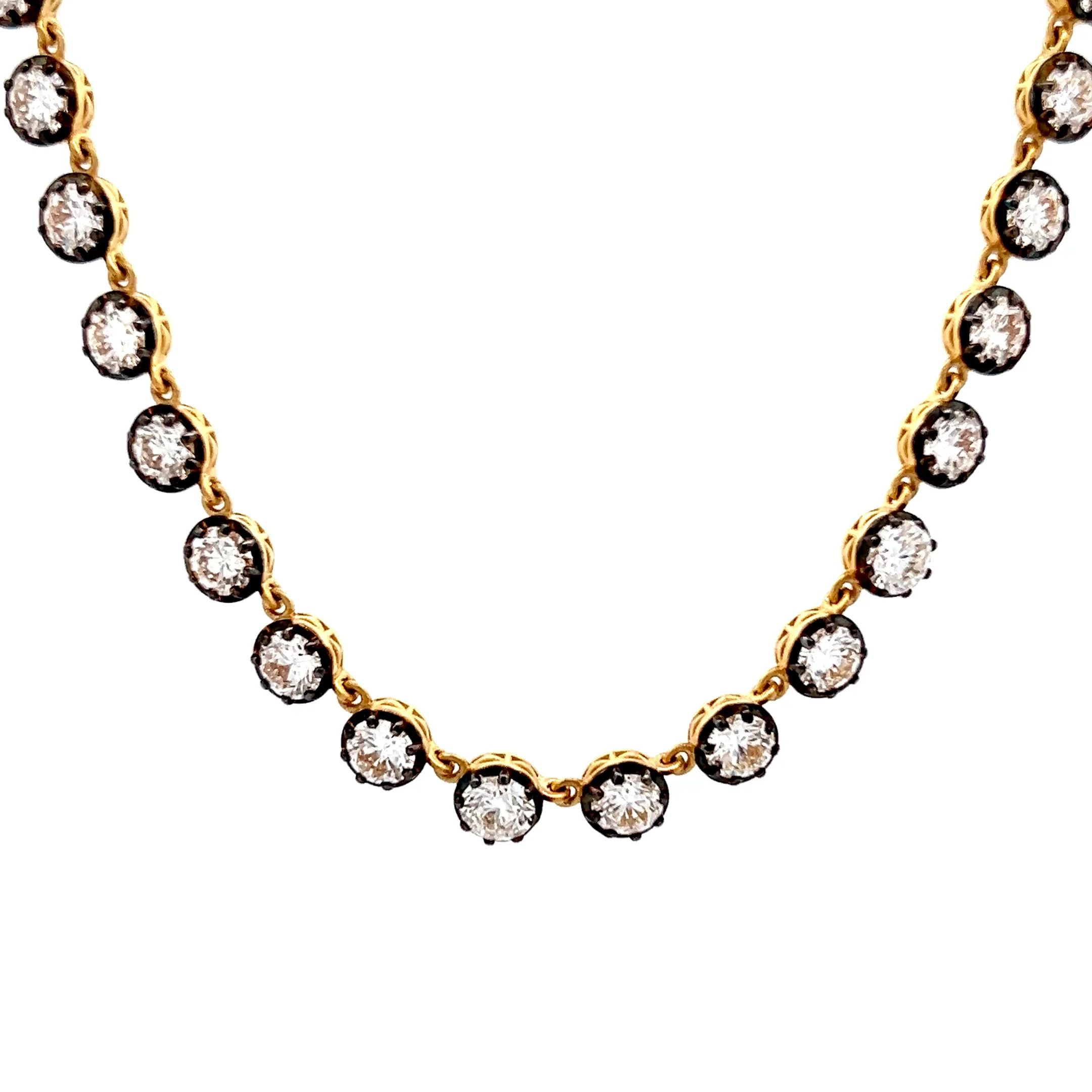 17 Carat Diamond Tennis Necklace 18k Yellow Gold