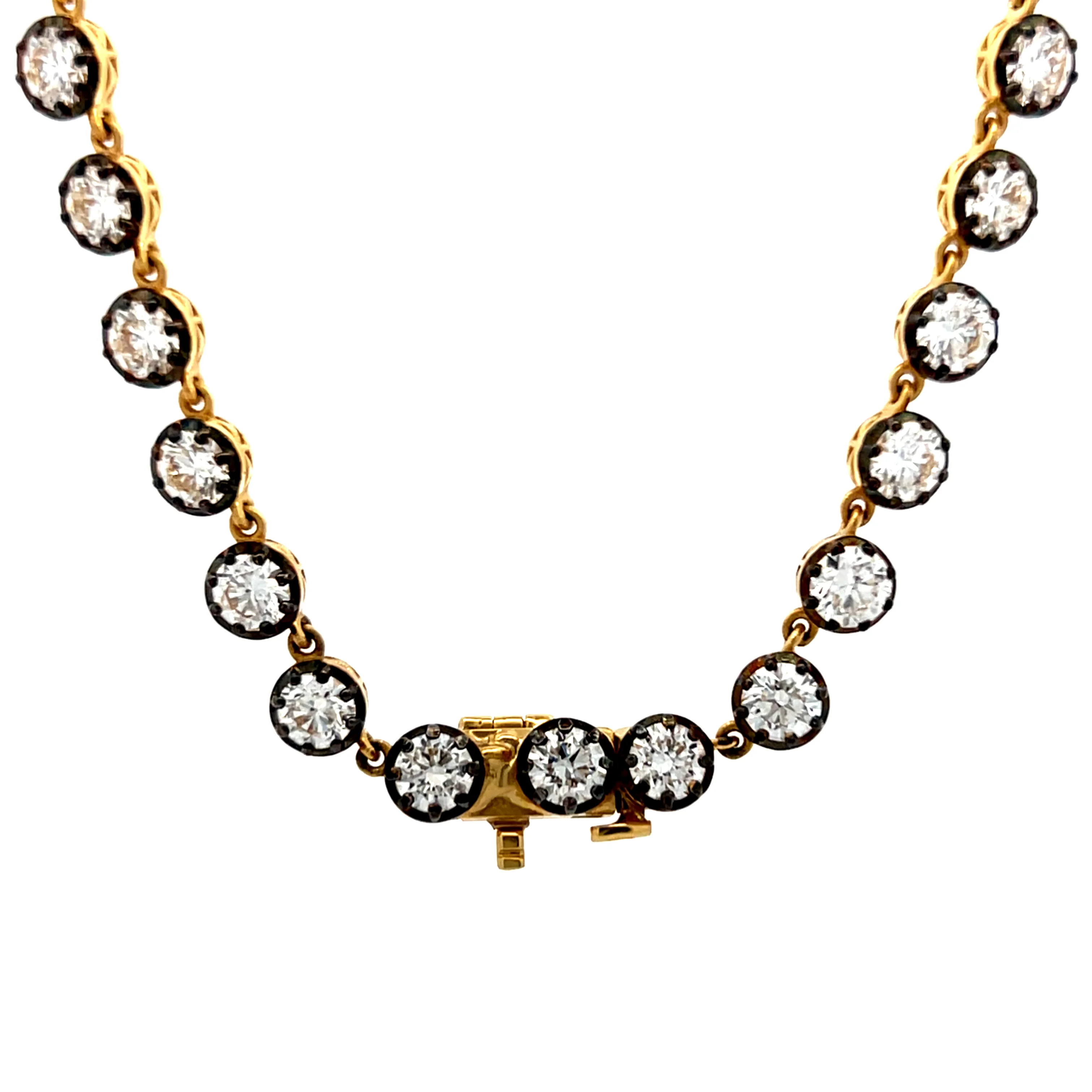 17 Carat Diamond Tennis Necklace 18k Yellow Gold - Image 4