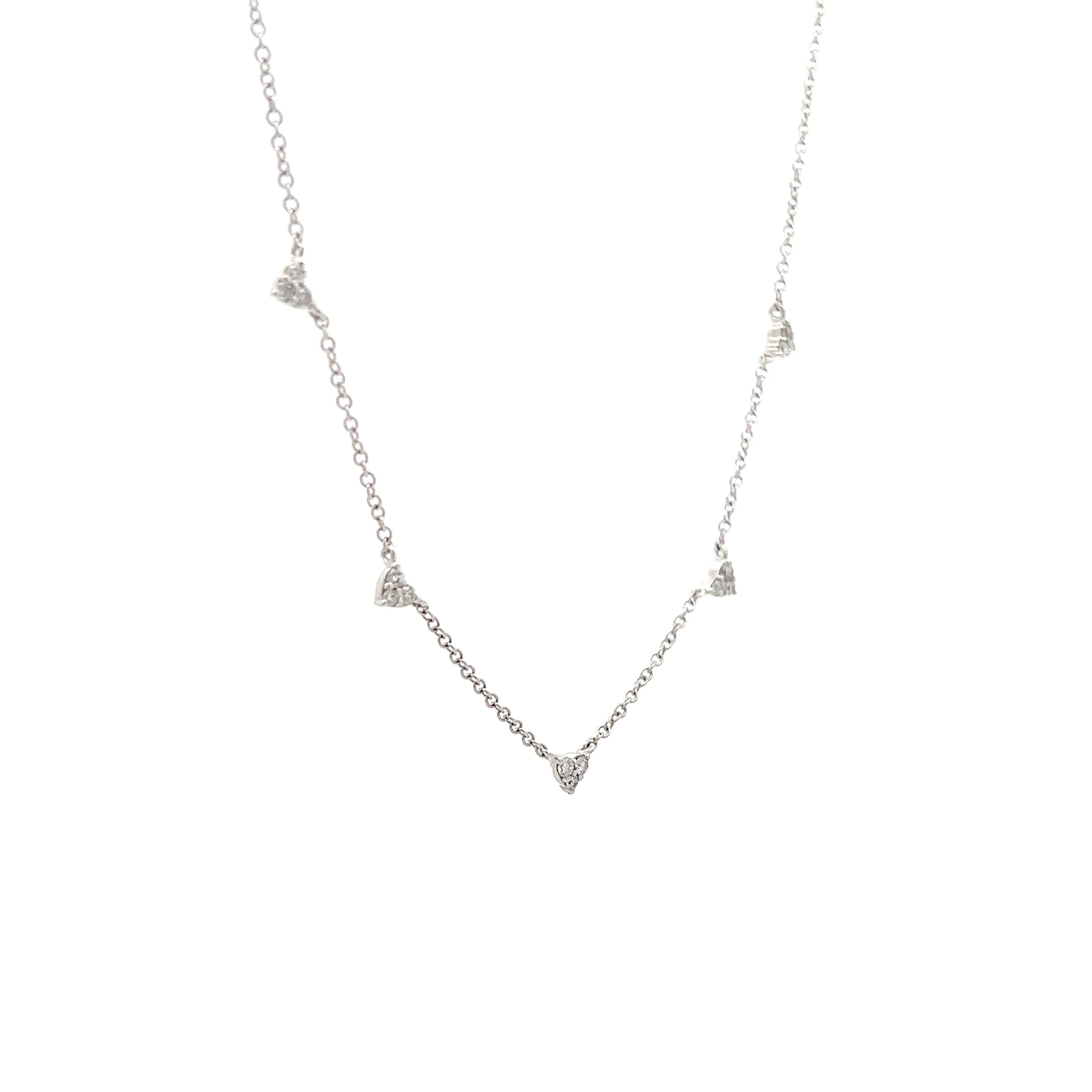 .17 Diamond Heart Station Necklace in 14k White Gold - Image 3