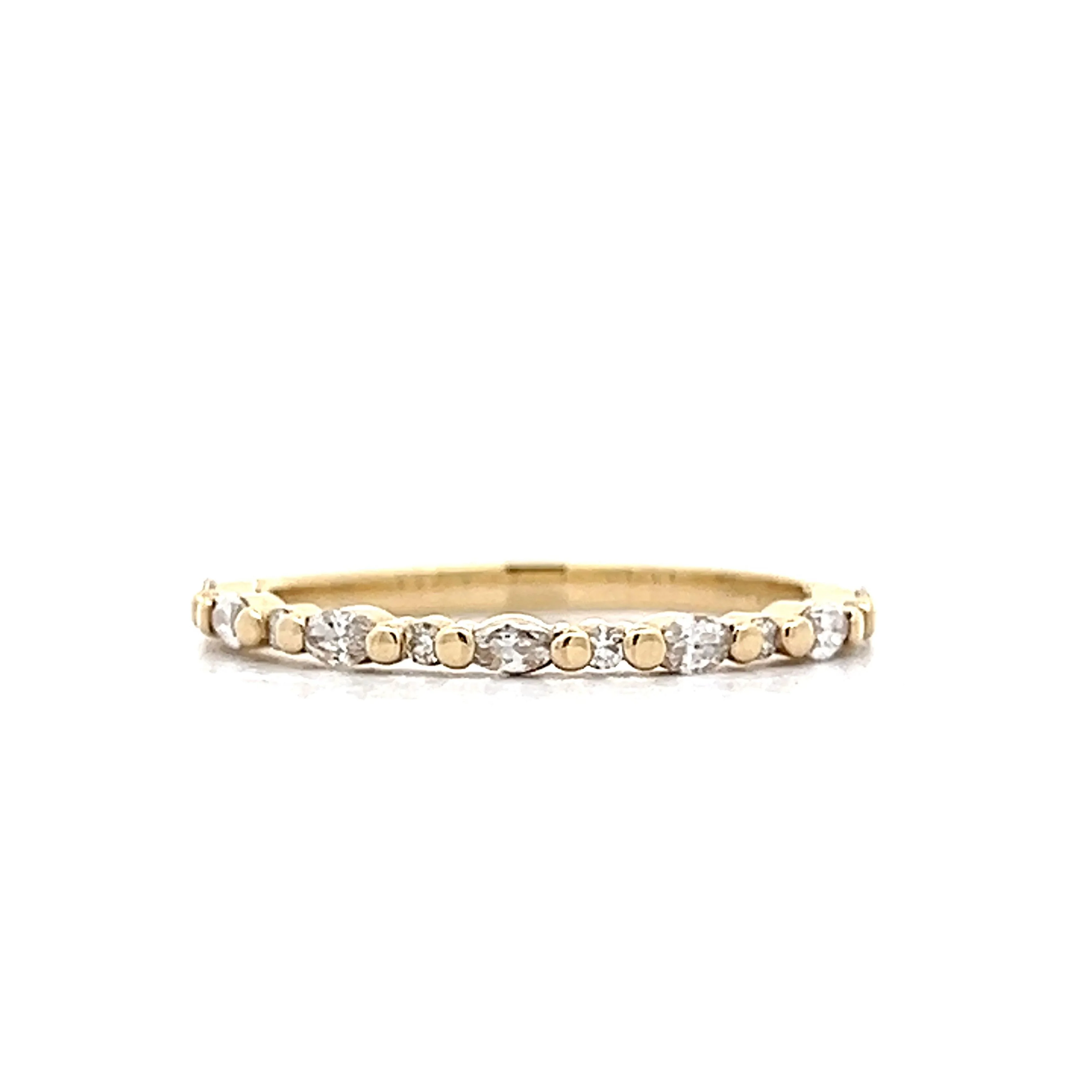 .17 Marquise & Round Brilliant Cut Diamond Wedding Band in Yellow Gold