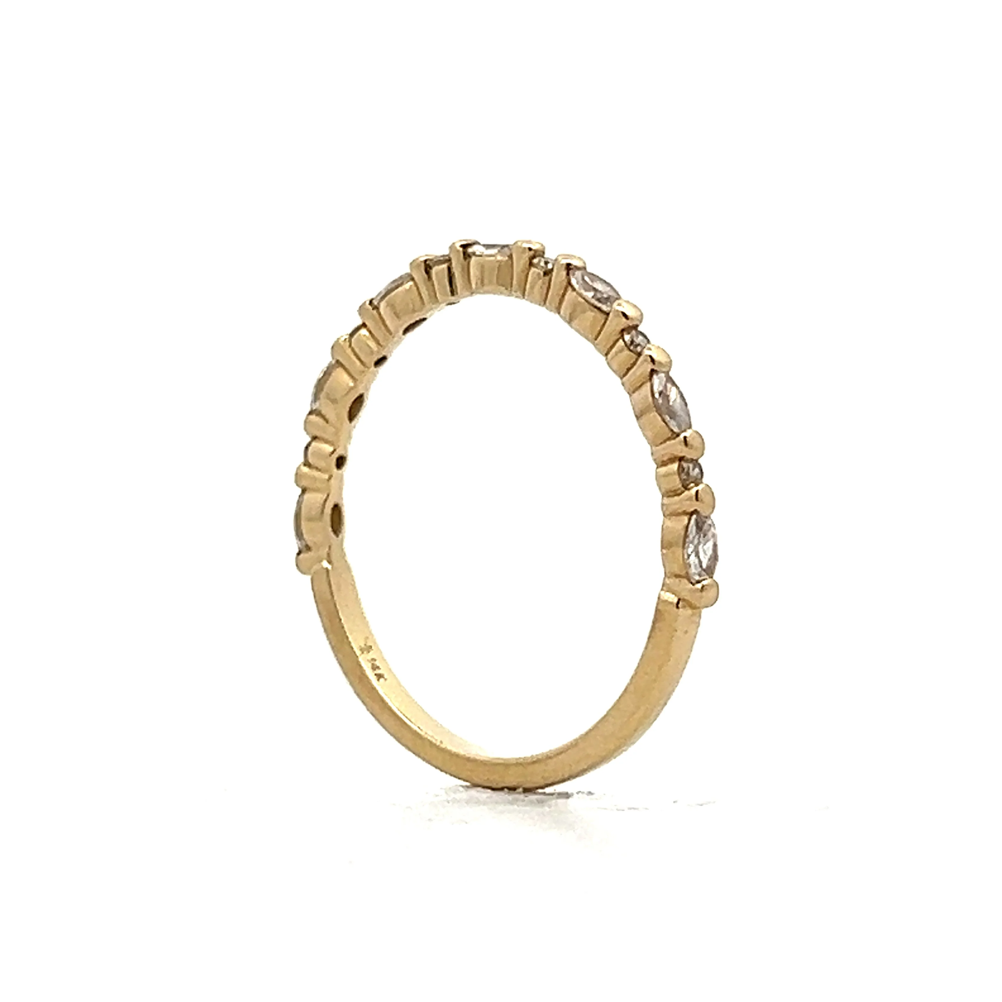 .17 Marquise & Round Brilliant Cut Diamond Wedding Band in Yellow Gold - Image 5