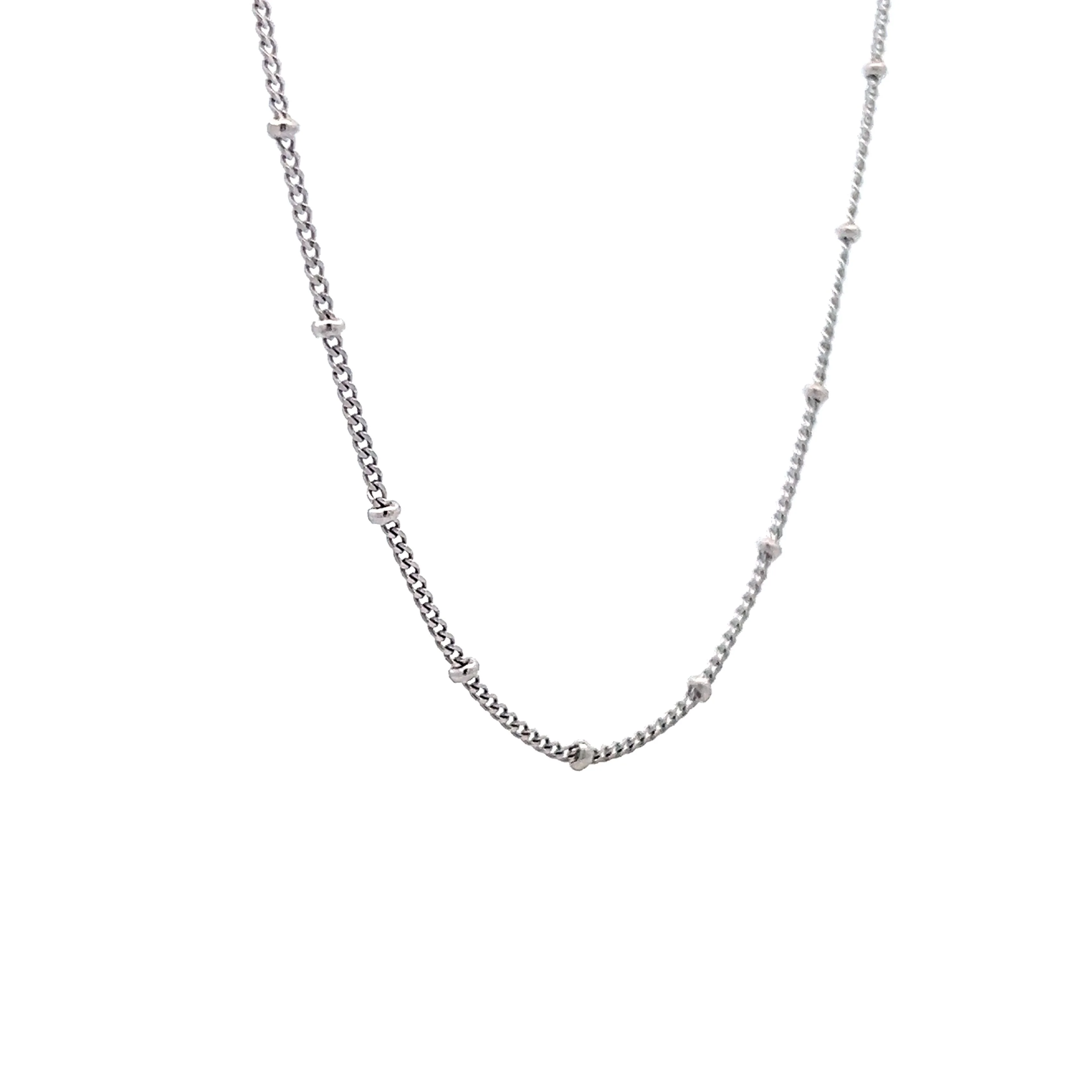 17 Inch Bead & Cable Chain in 14k White Gold - Image 3