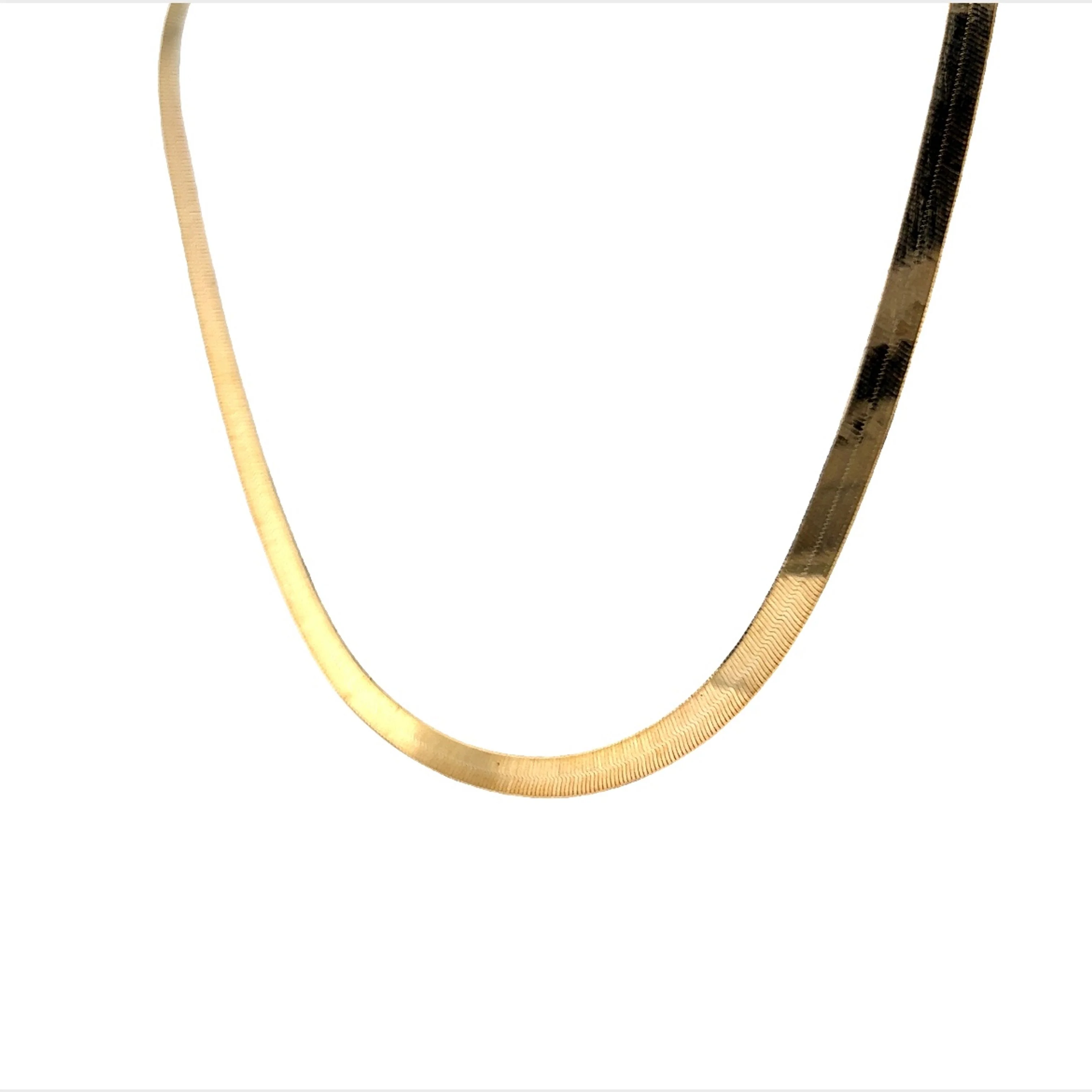 17 Inch Herringbone Chain Necklace in 14k Yellow Gold - Image 2