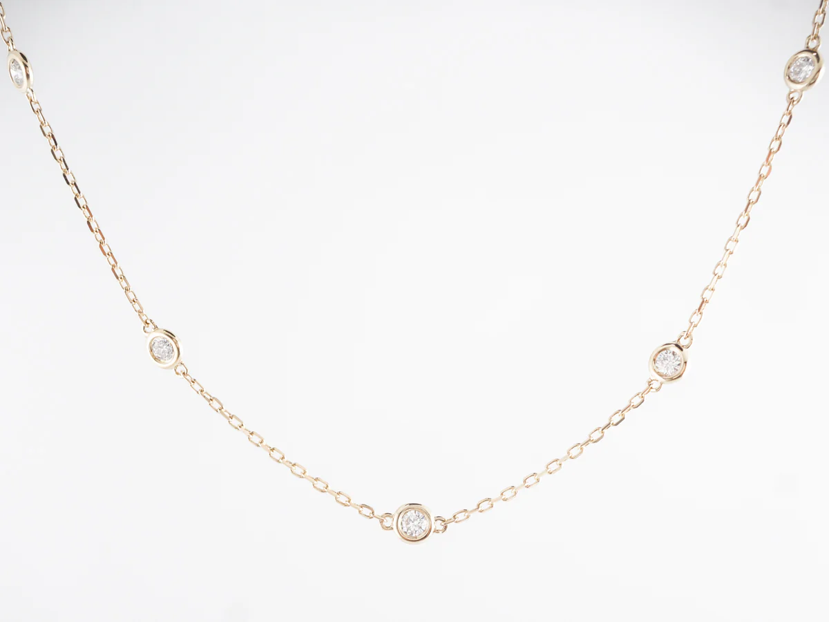 17 Inch Necklace w/ Diamonds in 14k Yellow Gold - Image 2