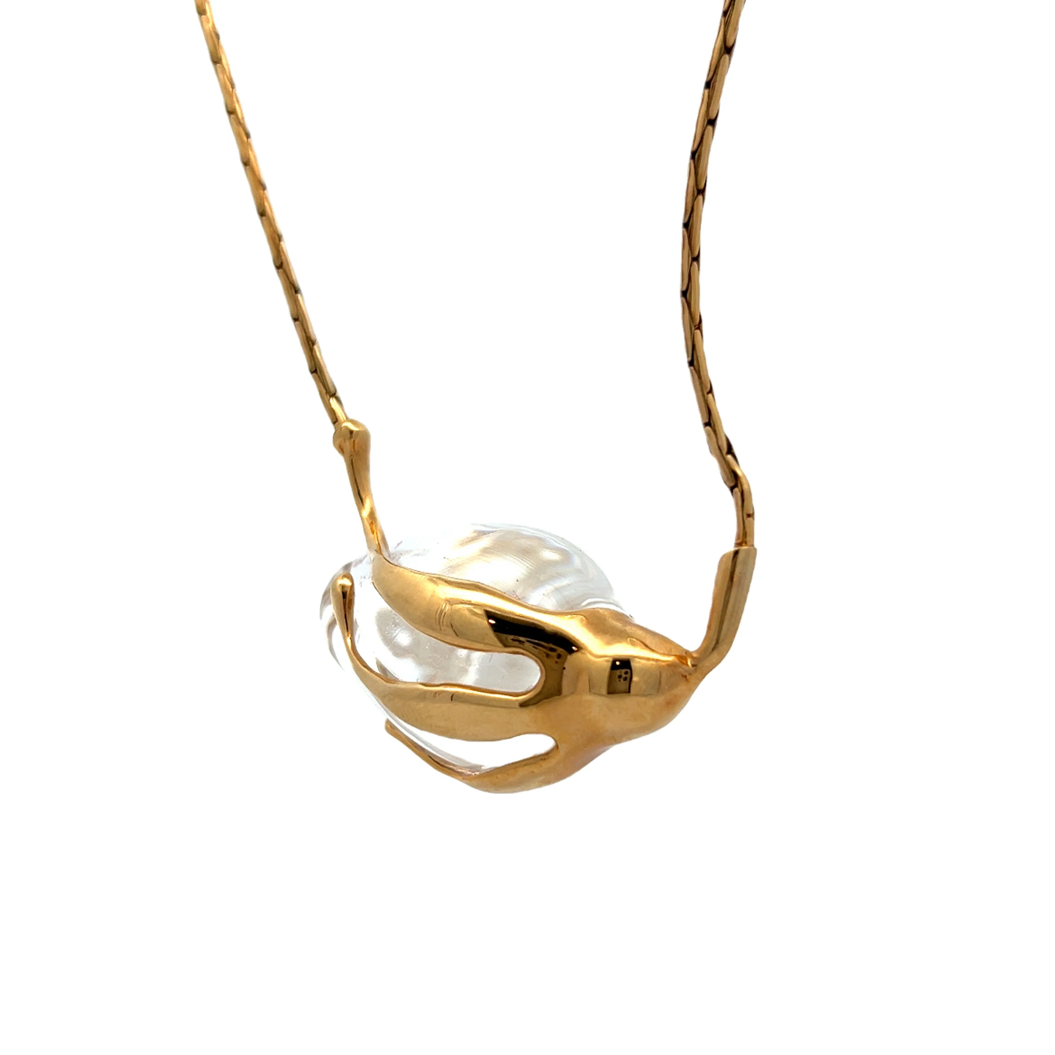 17 Inch Steuben Glass Pendant Necklace in 14k Yellow Gold - Image 2