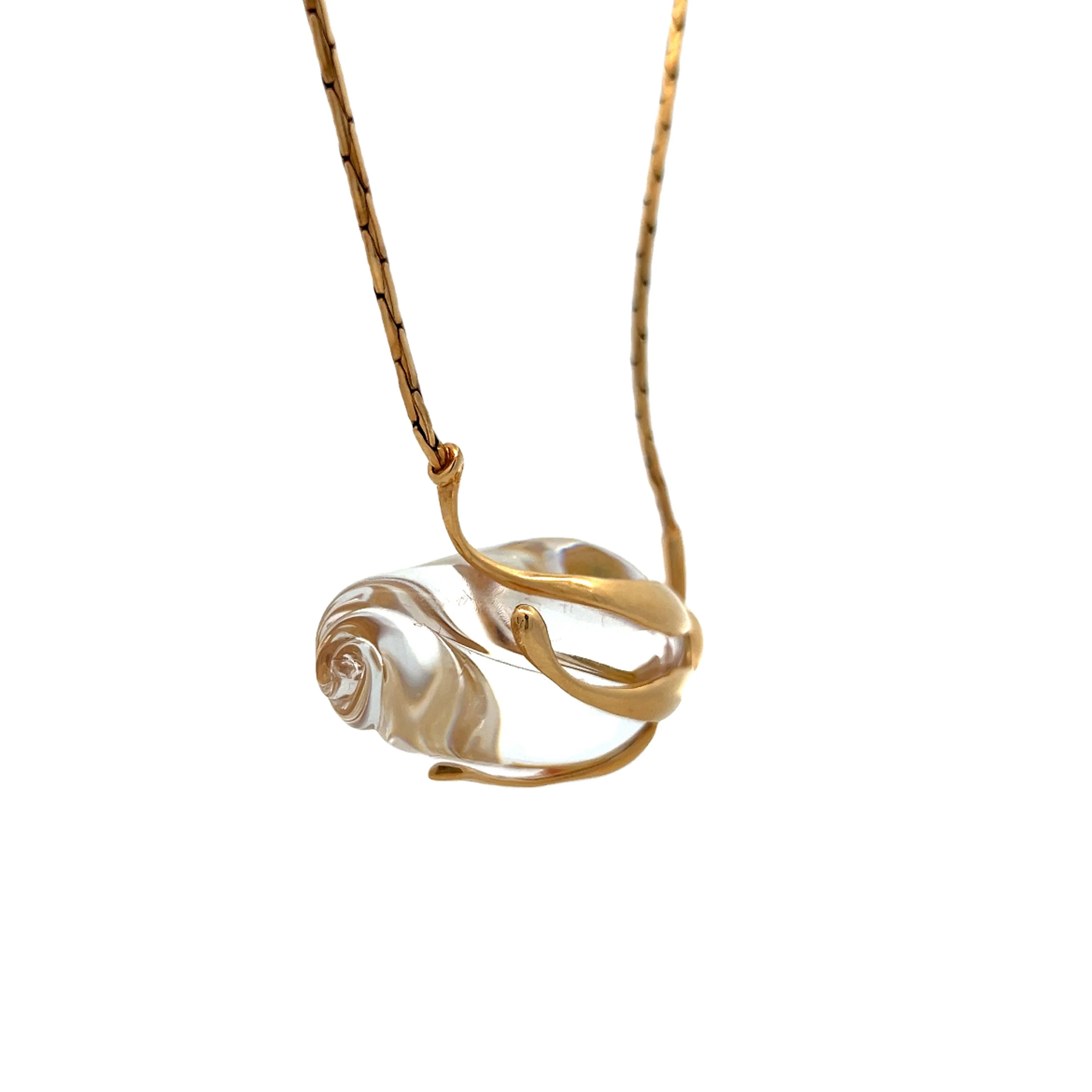 17 Inch Steuben Glass Pendant Necklace in 14k Yellow Gold - Image 3