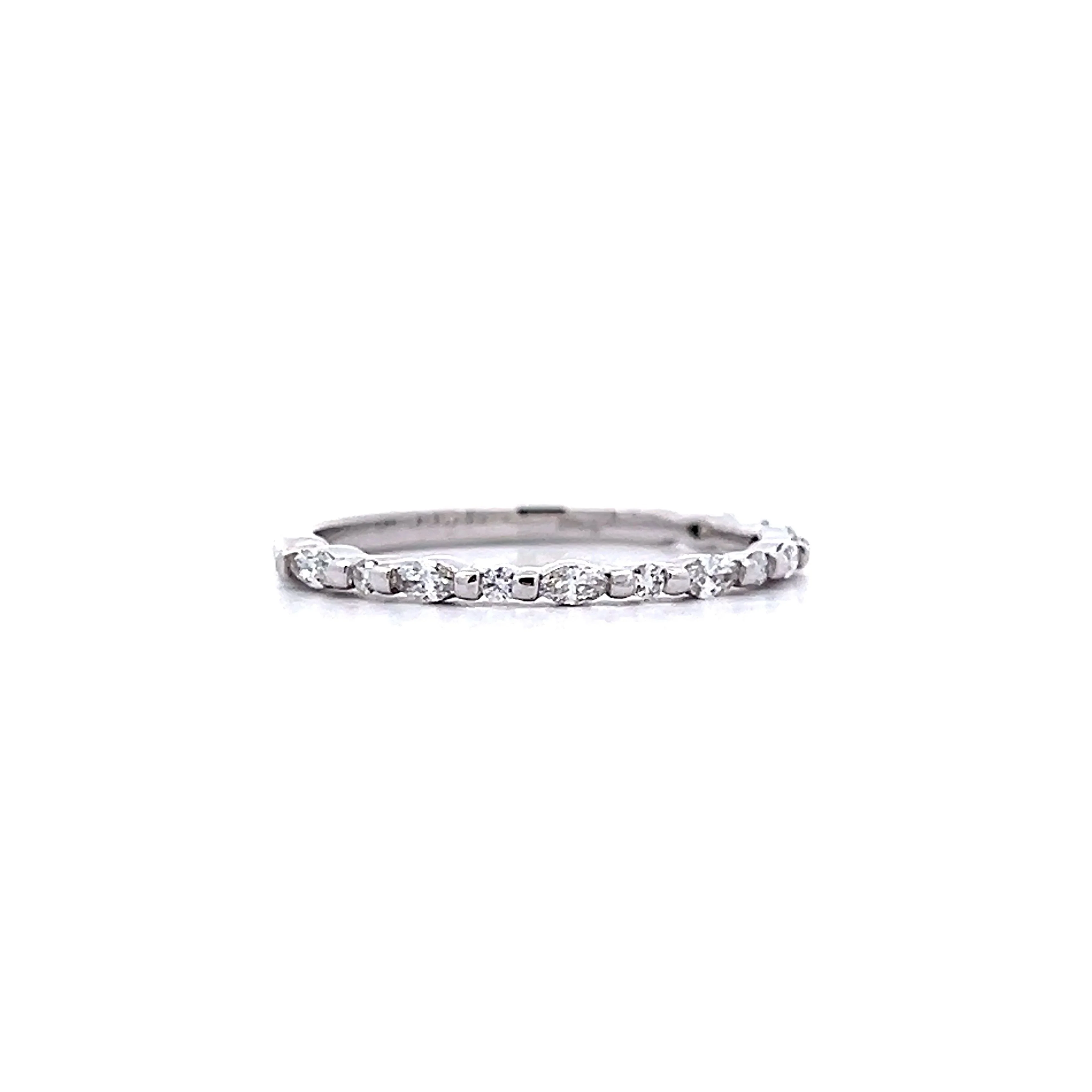 .17 Marquise & Round Diamond Wedding Band in 14k - Image 3