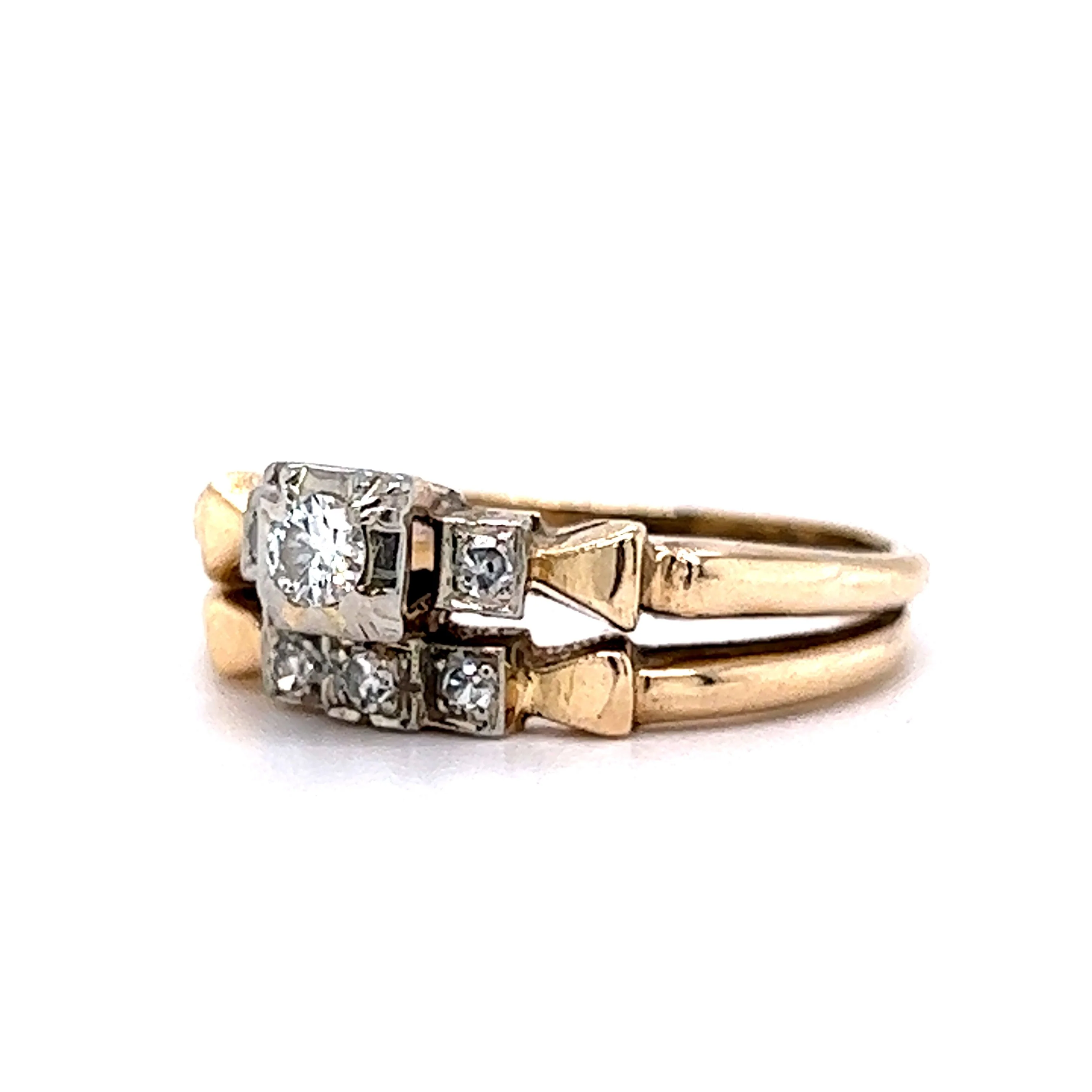 .17 Retro Diamond Bridal Set in 14k & 18k Gold - Image 2