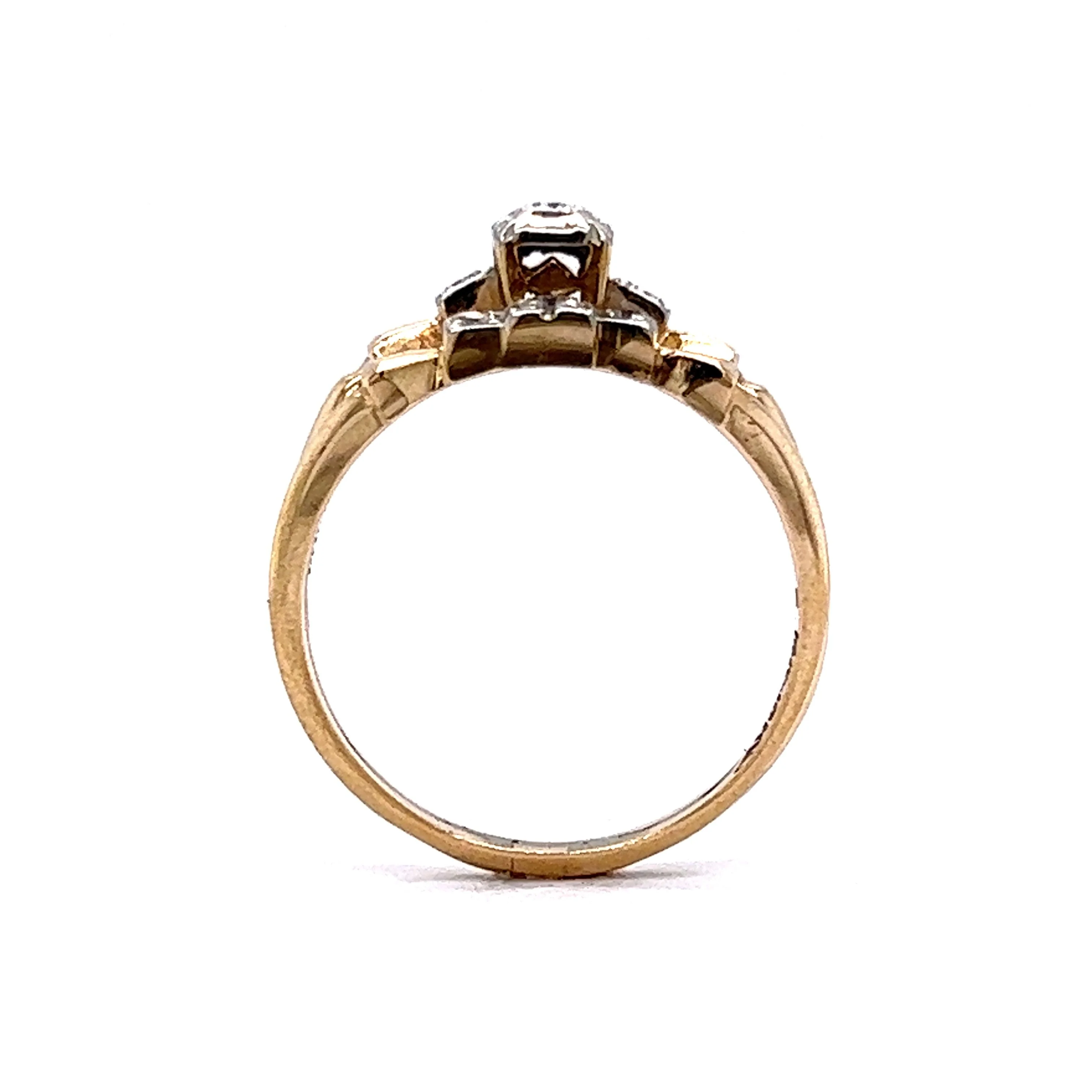 .17 Retro Diamond Bridal Set in 14k & 18k Gold - Image 4
