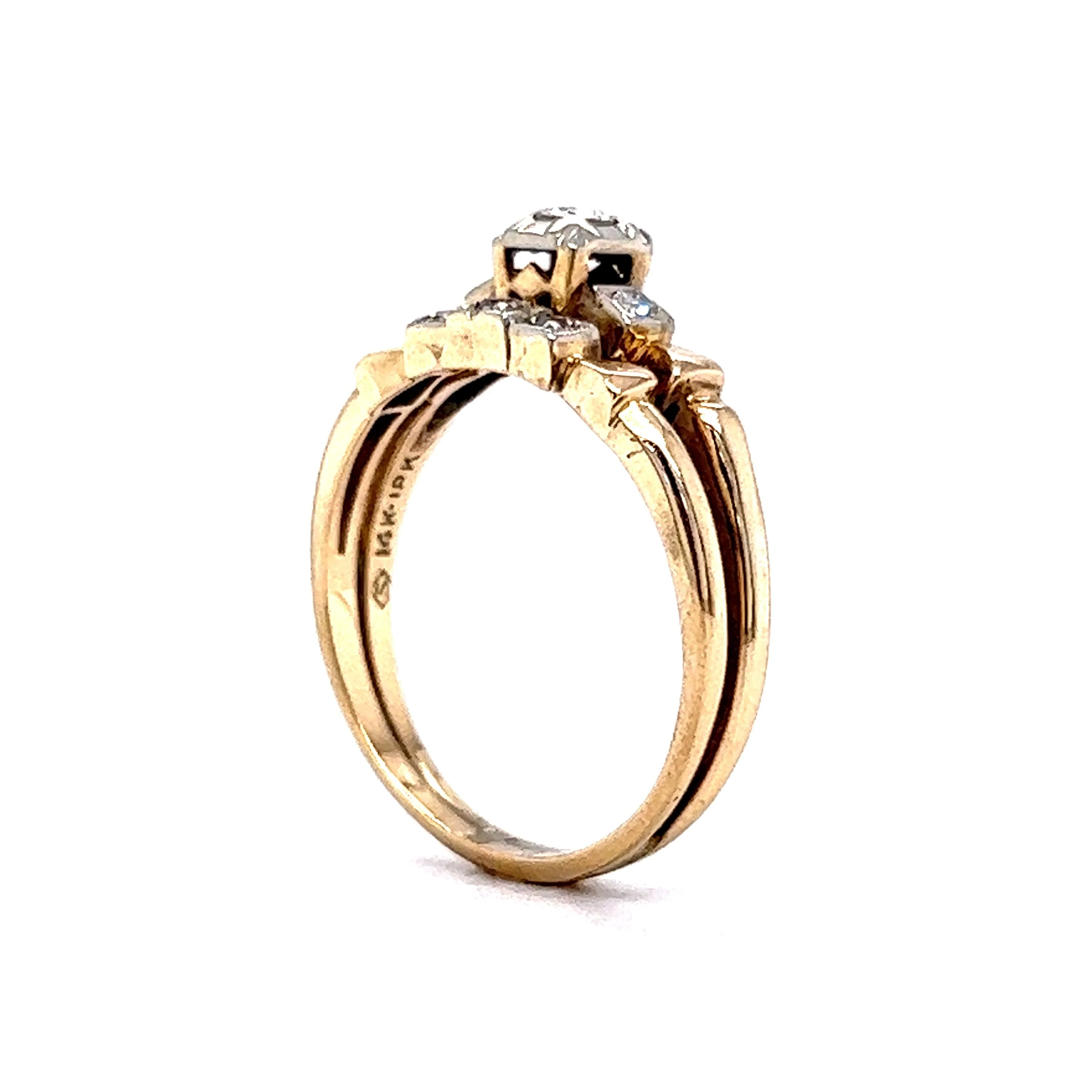 .17 Retro Diamond Bridal Set in 14k & 18k Gold - Image 5