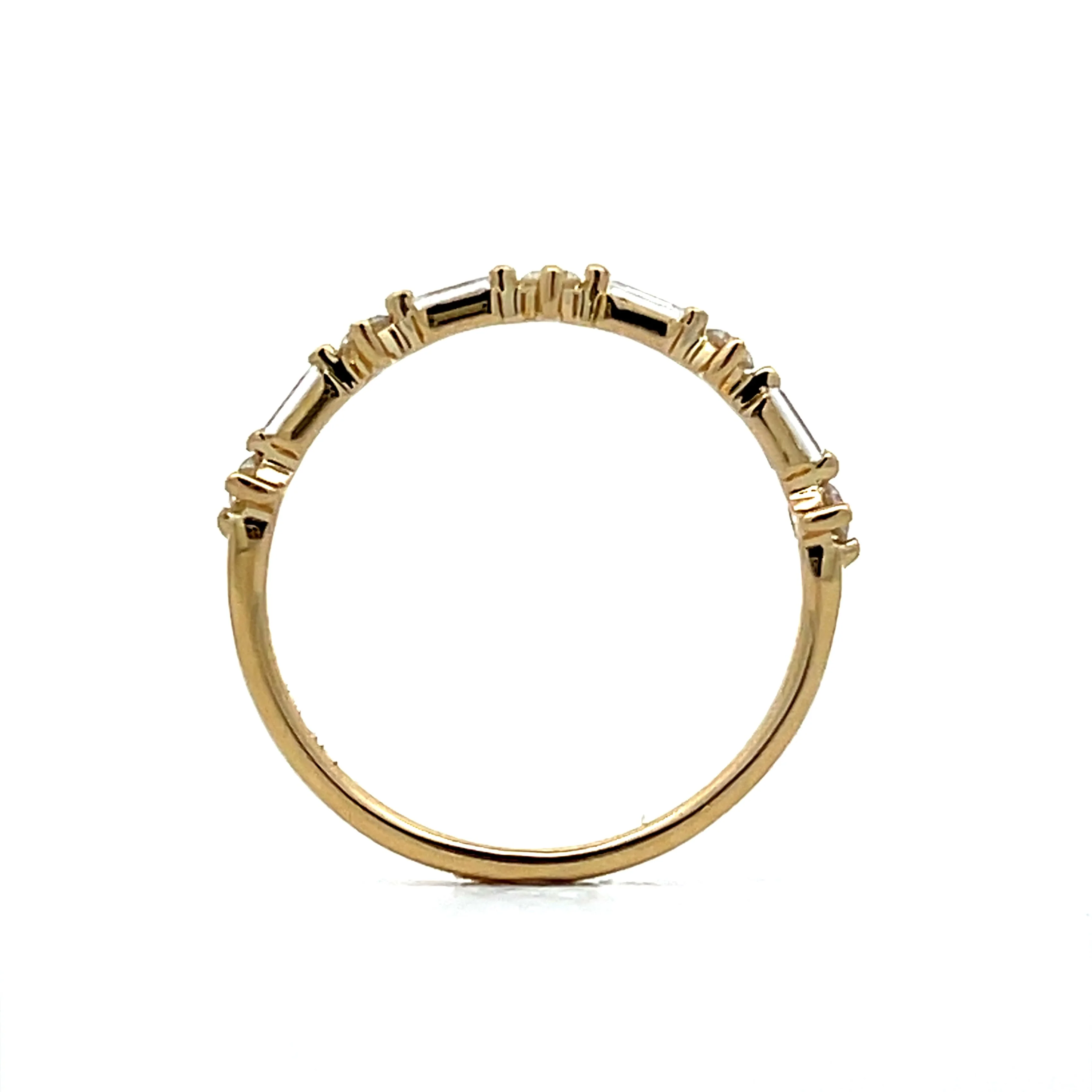 .17 Round Brilliant & Baguette Wedding Band in 14k - Image 4