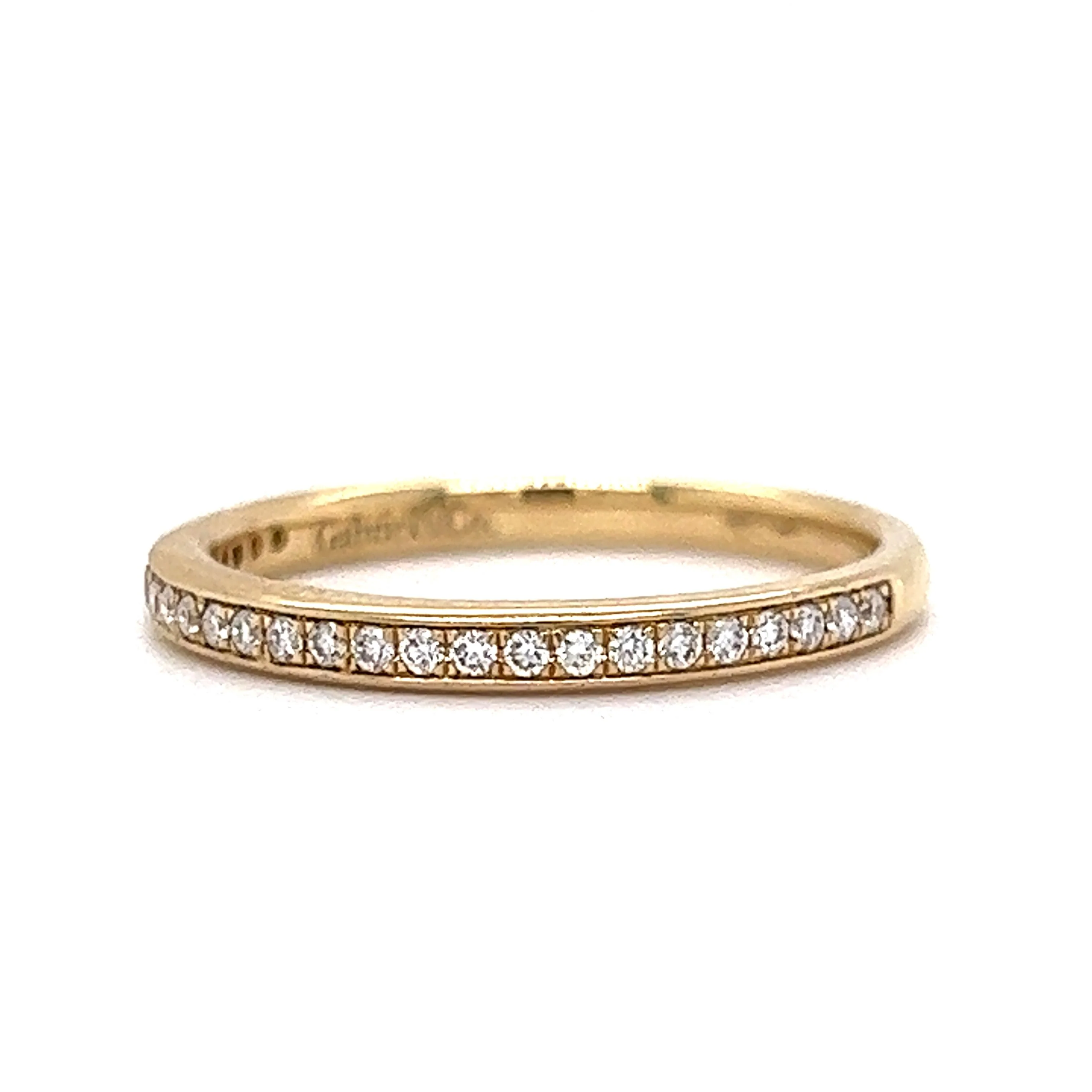 .17 Thin Channel Set Diamond Wedding Band in 14k Yellow Gold - Image 2