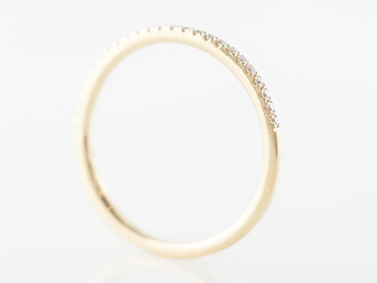 .17 Thin Wedding Band w/ Diamonds 14k Yellow Gold - Image 5