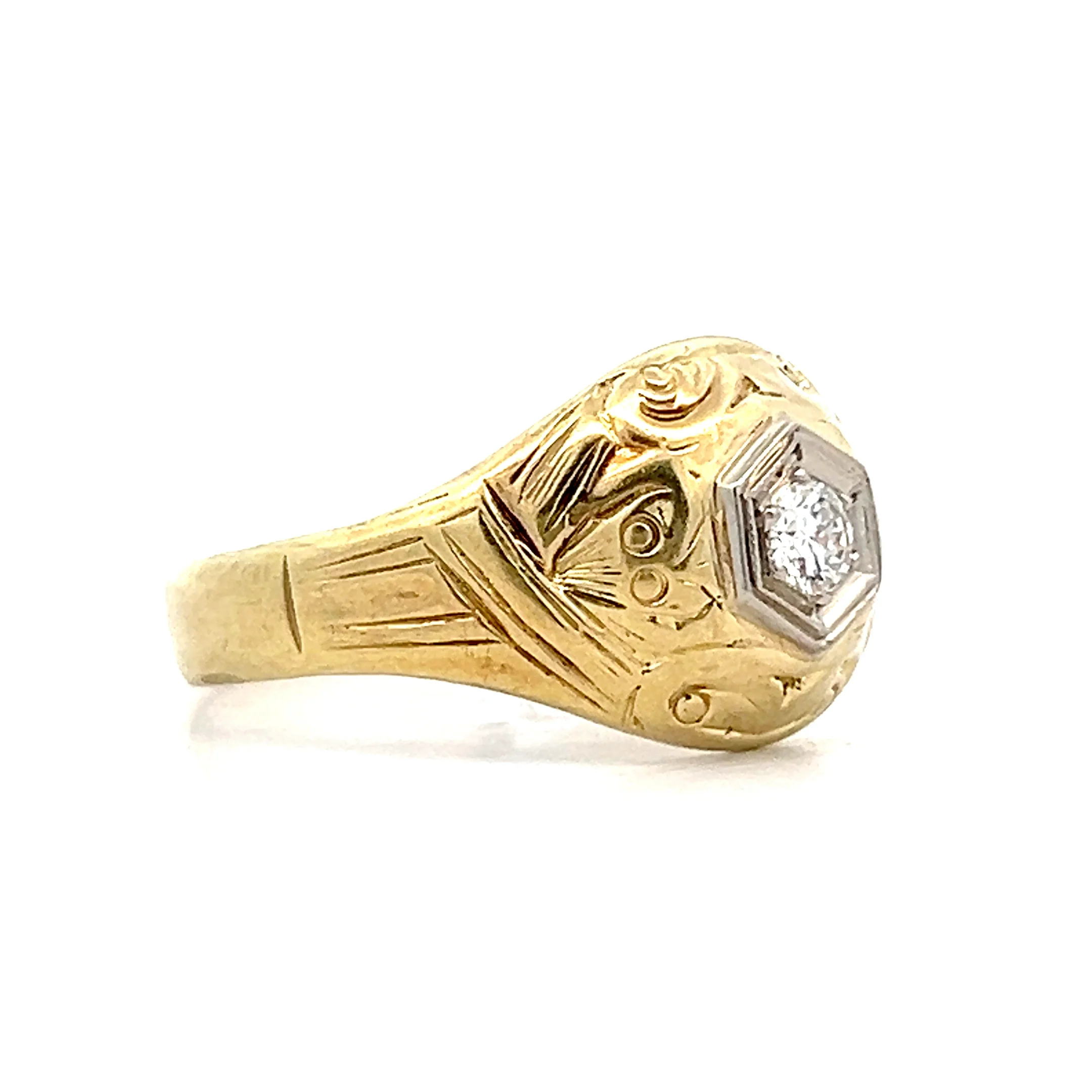 .17 Vintage Retro Solitaire Engagement Ring in 14k - Image 3