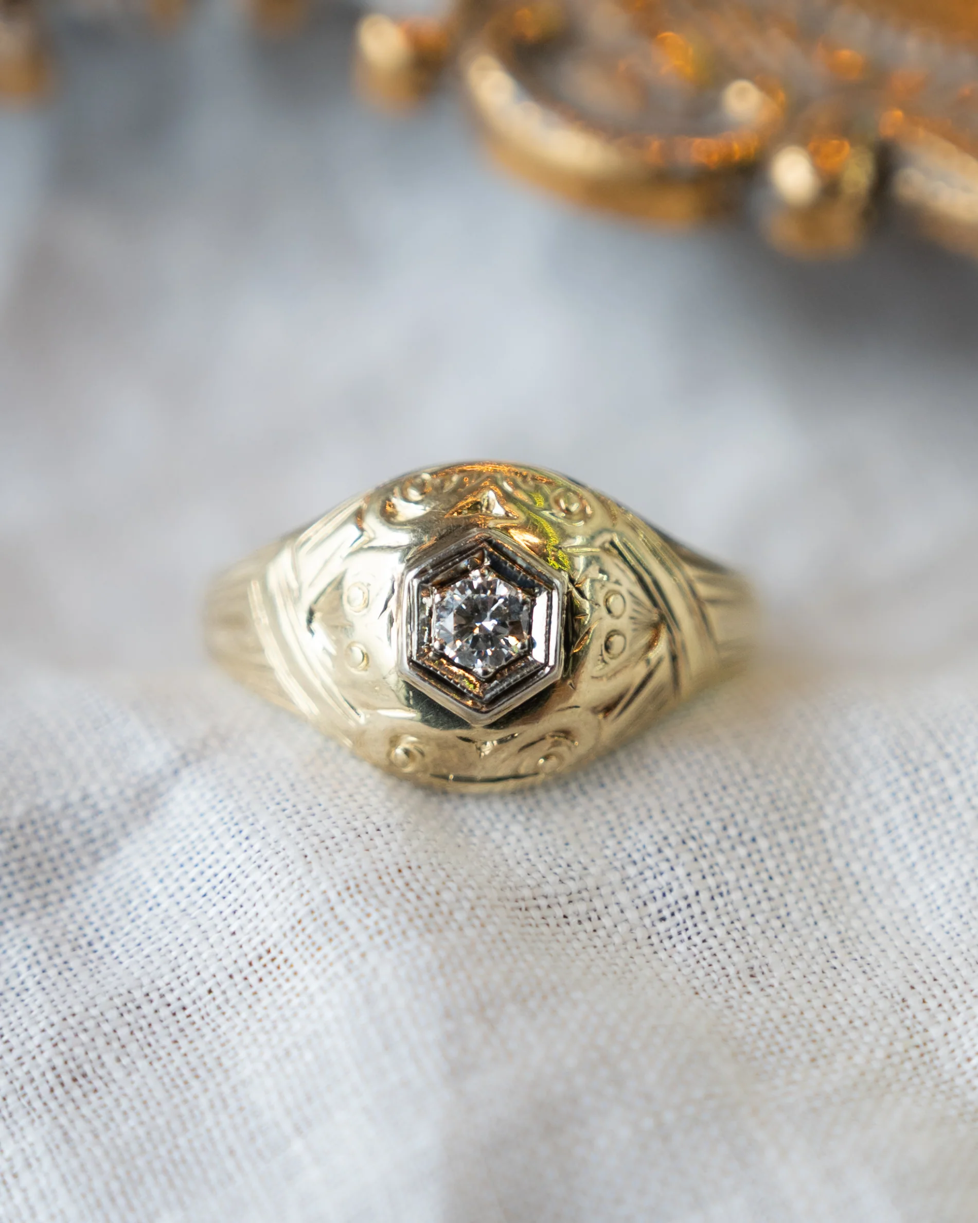 .17 Vintage Retro Solitaire Engagement Ring in 14k - Image 6