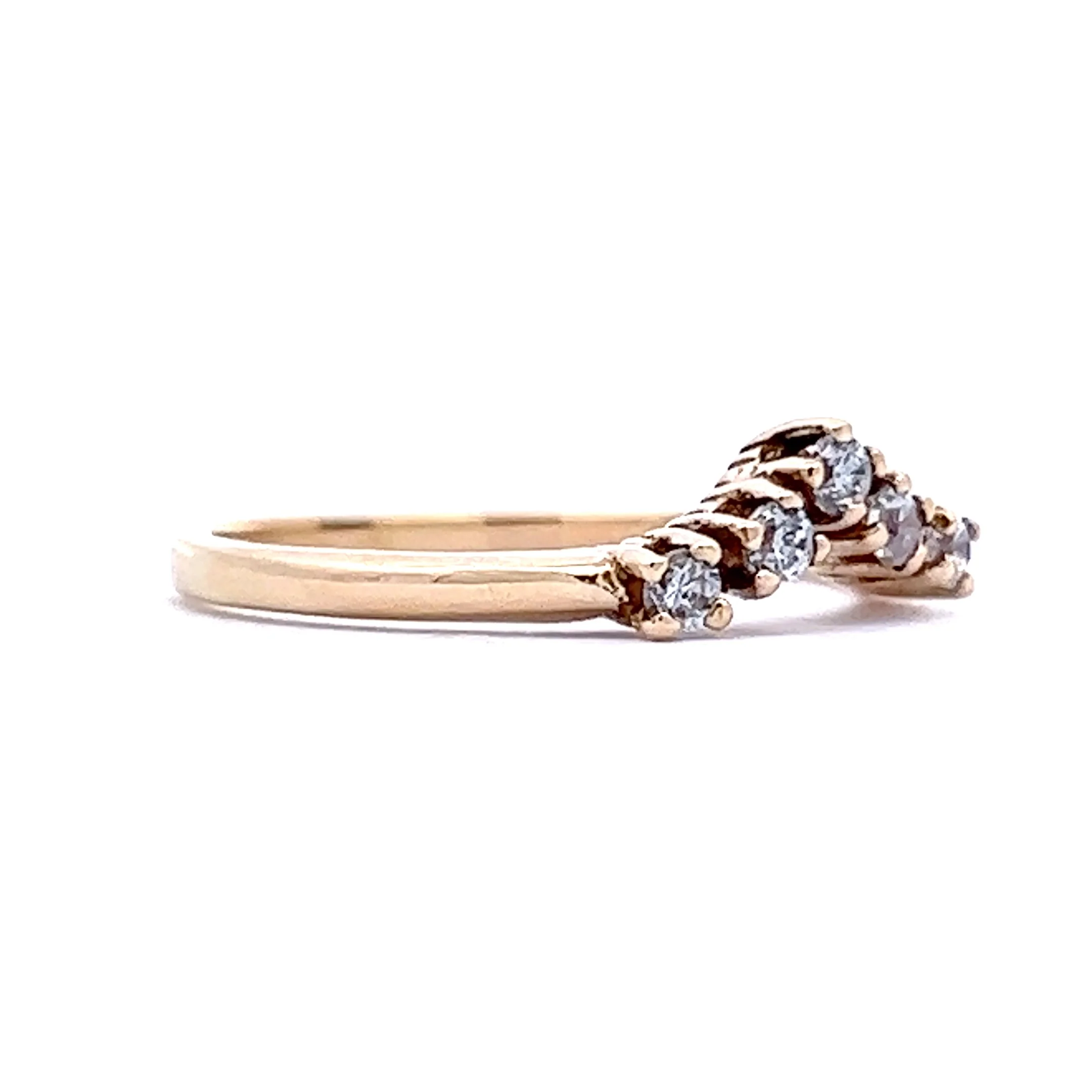 V Shaped Diamond Contour Wedding Band in 14k Yellow Gold - Image 3