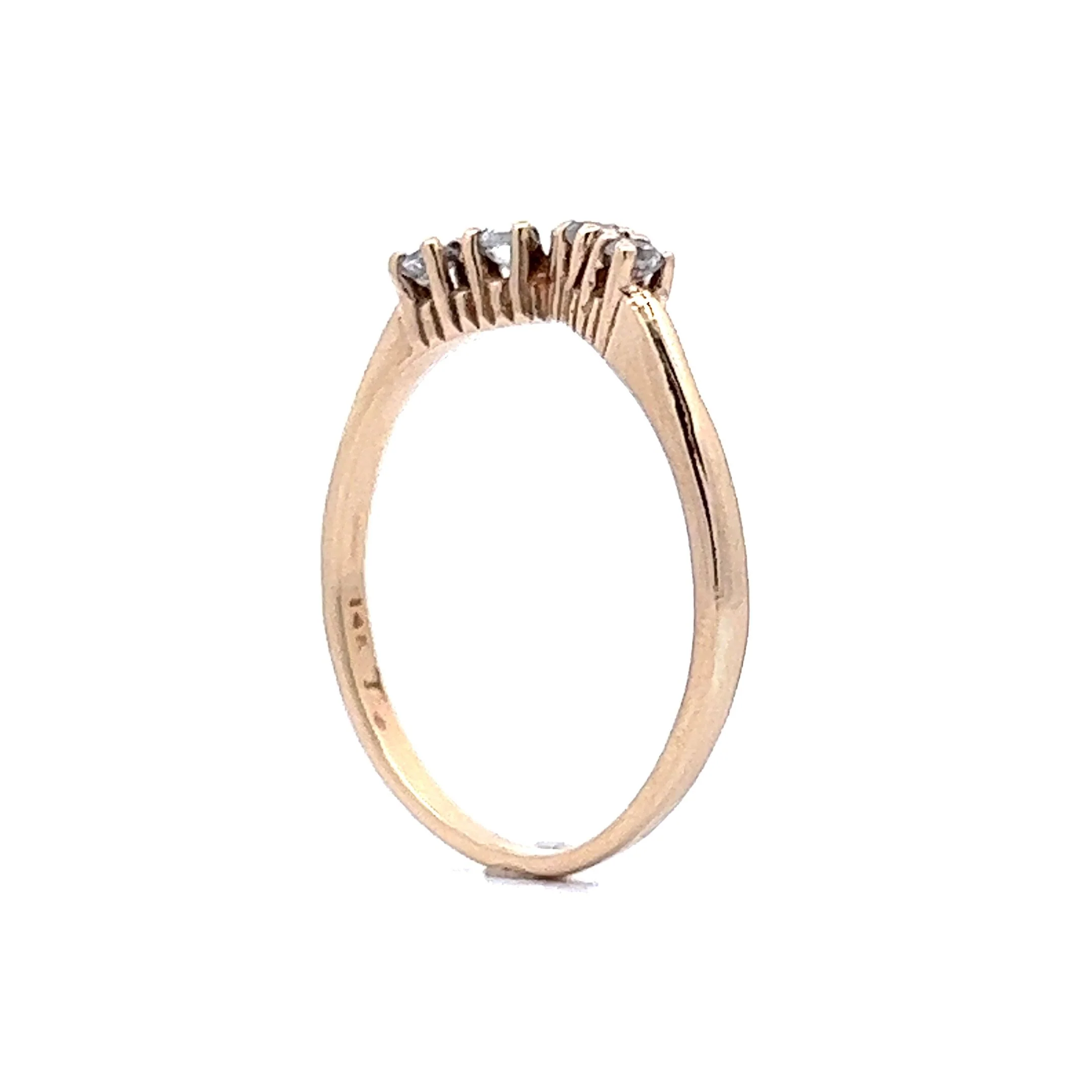 V Shaped Diamond Contour Wedding Band in 14k Yellow Gold - Image 5