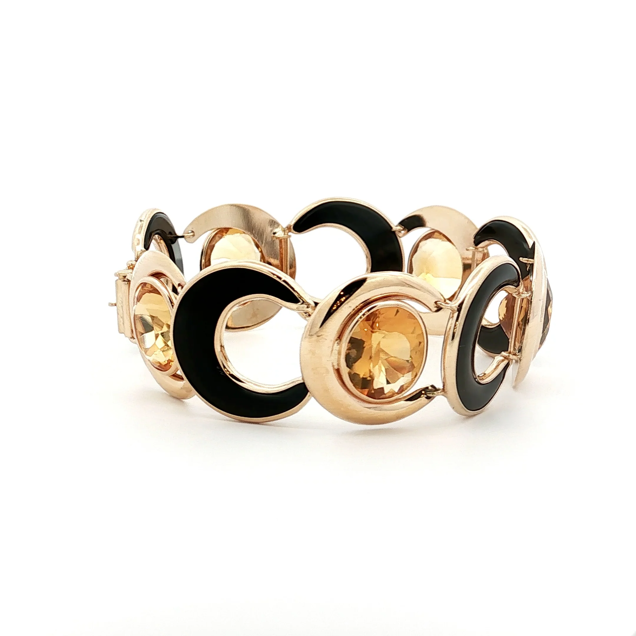18.35 Oval Citrine & Onyx Statement Bracelet in 14k - Image 3