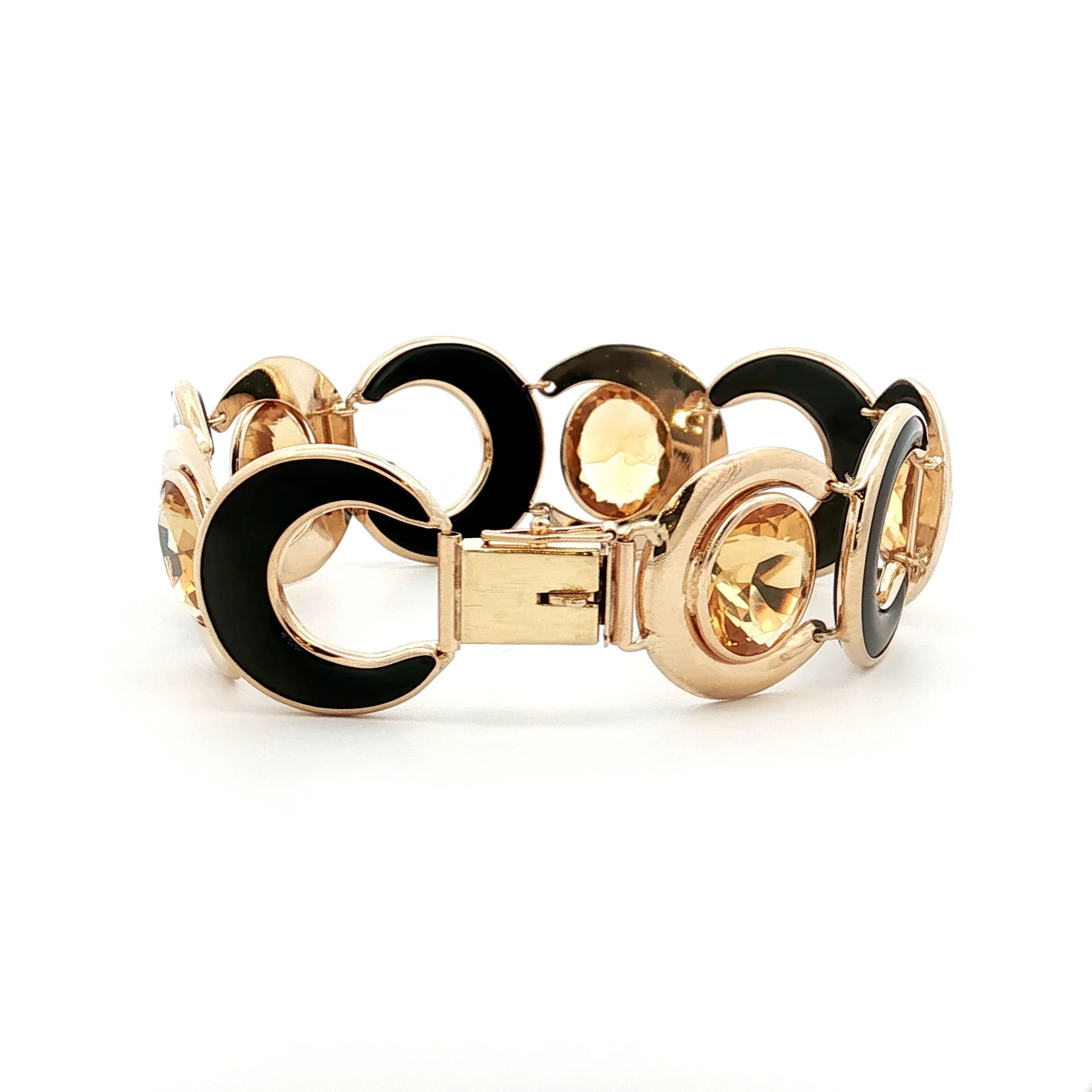 18.35 Oval Citrine & Onyx Statement Bracelet in 14k - Image 4