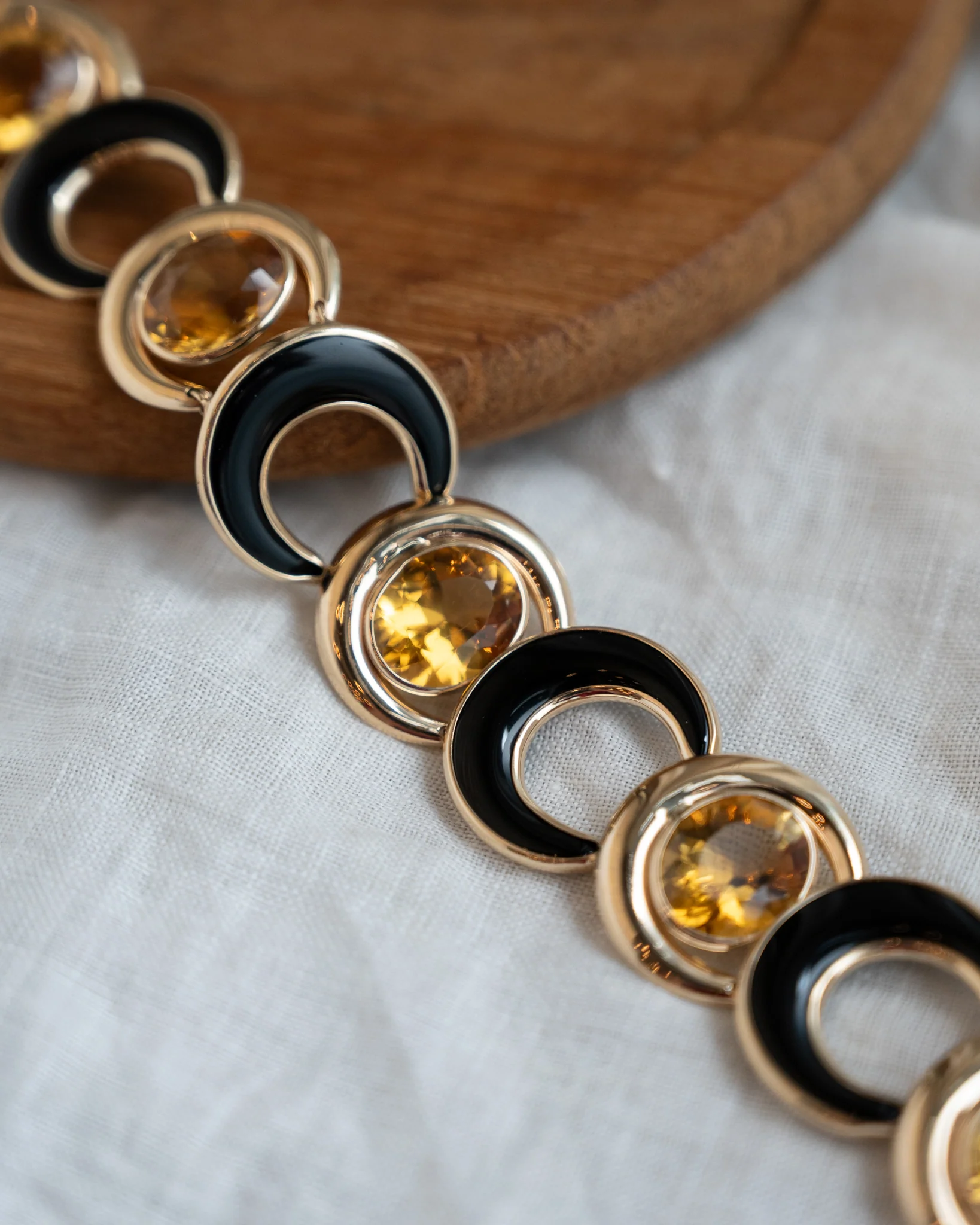 18.35 Oval Citrine & Onyx Statement Bracelet in 14k - Image 5