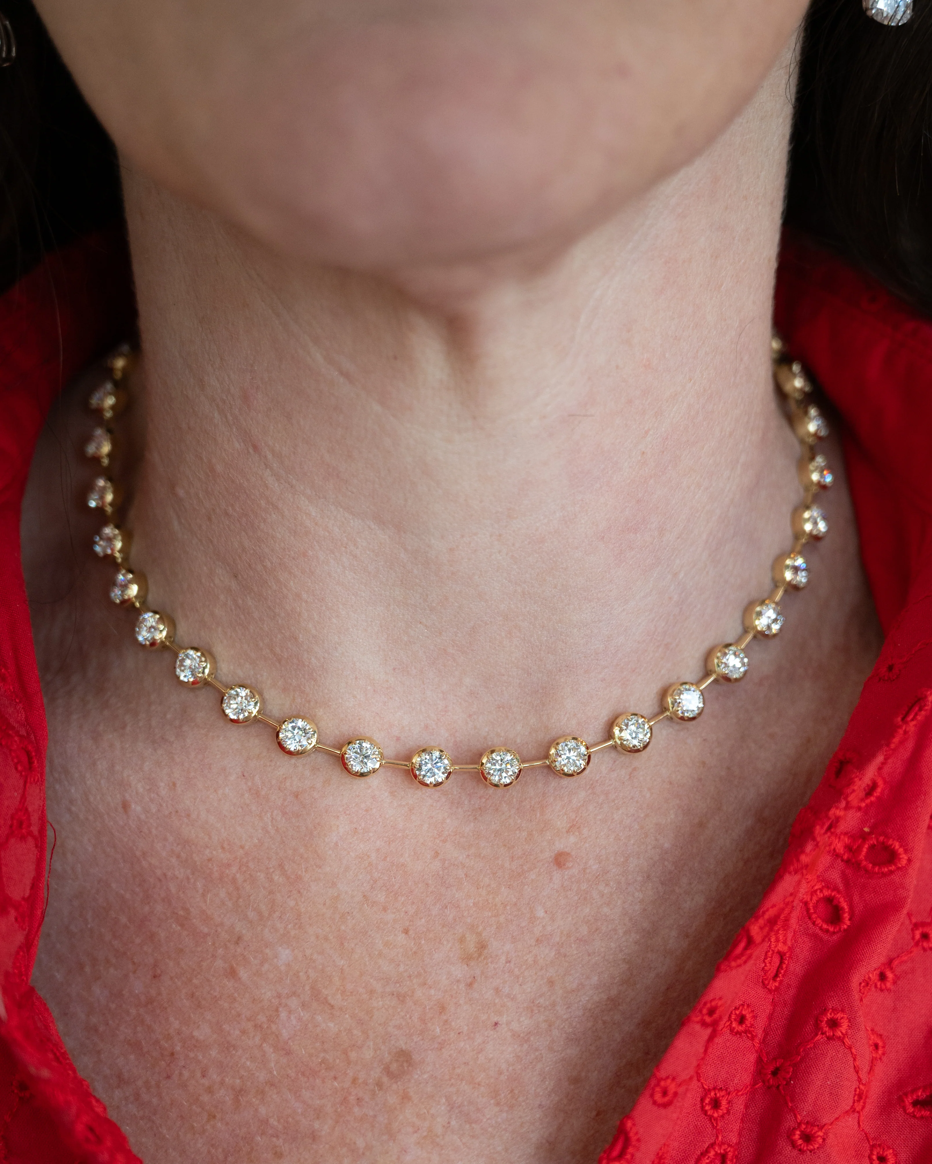 18.69 Diamond Tennis Necklace in 18k Yellow Gold - Image 6