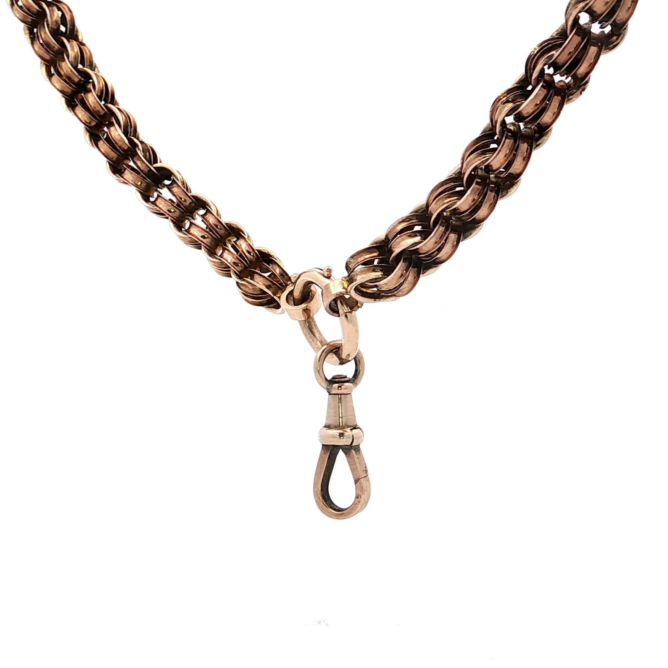 18" Antique Victorian Rolo Chain Necklace in 9k Rose Gold - Image 2