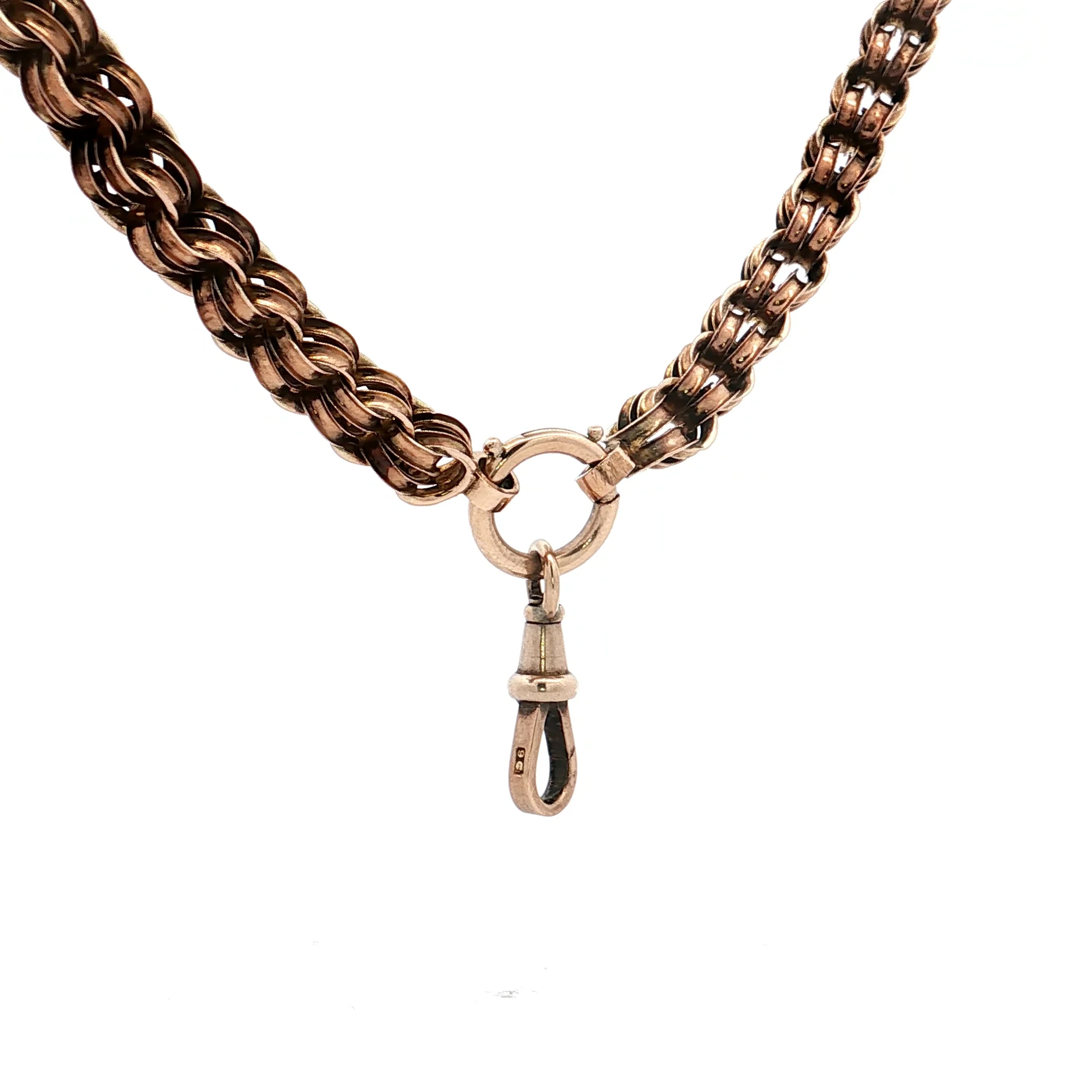 18" Antique Victorian Rolo Chain Necklace in 9k Rose Gold - Image 3