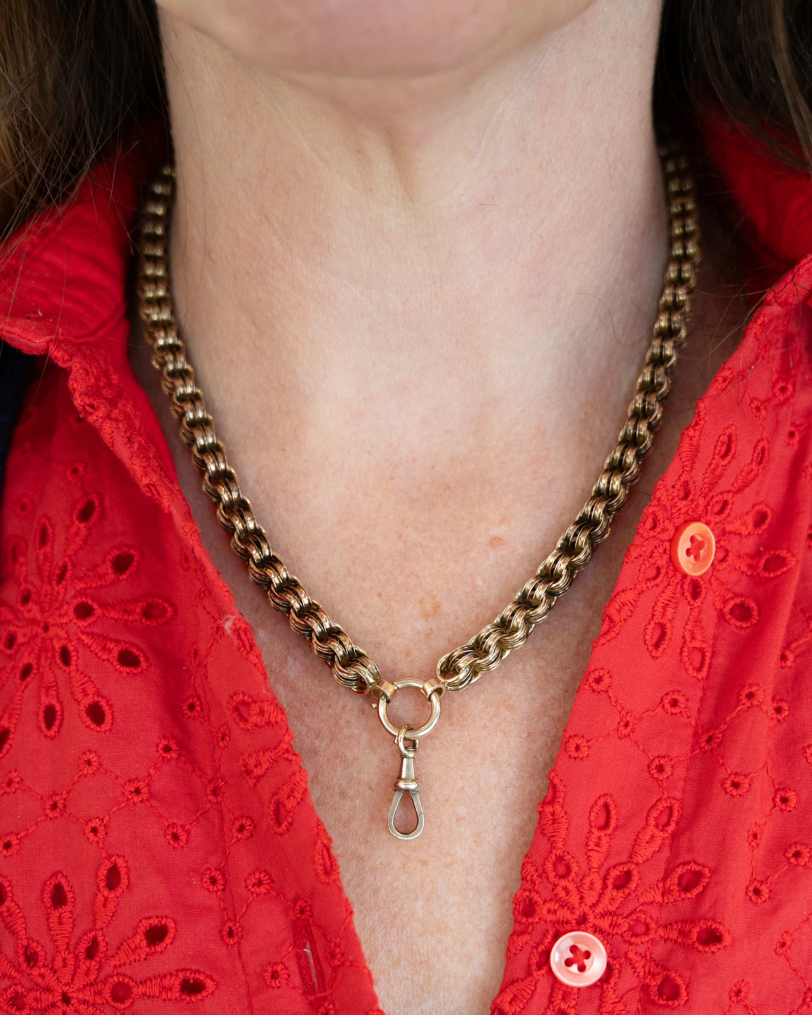 18" Antique Victorian Rolo Chain Necklace in 9k Rose Gold - Image 5