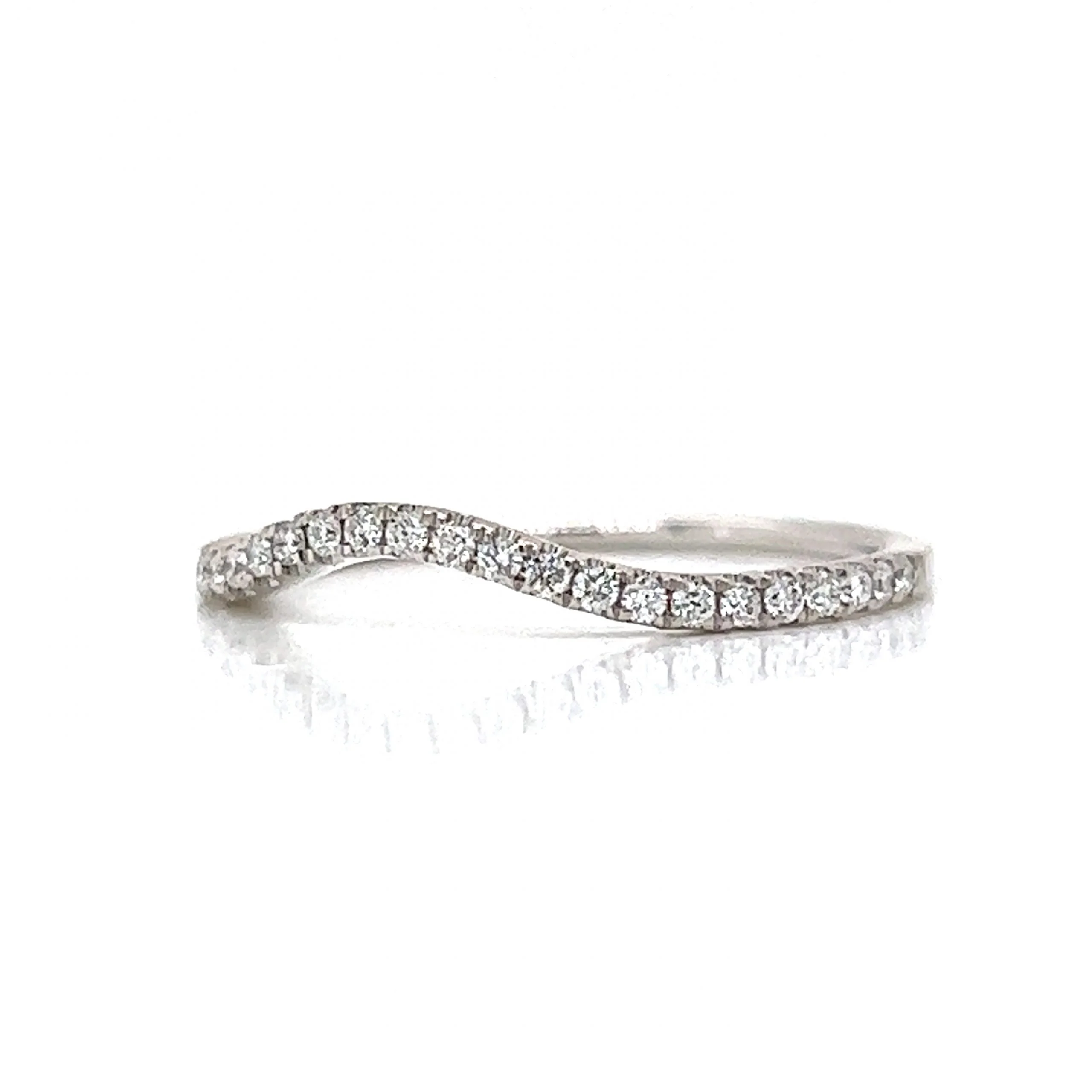 .18 Contoured Diamond Wedding Band in 14k White Gold - Image 2