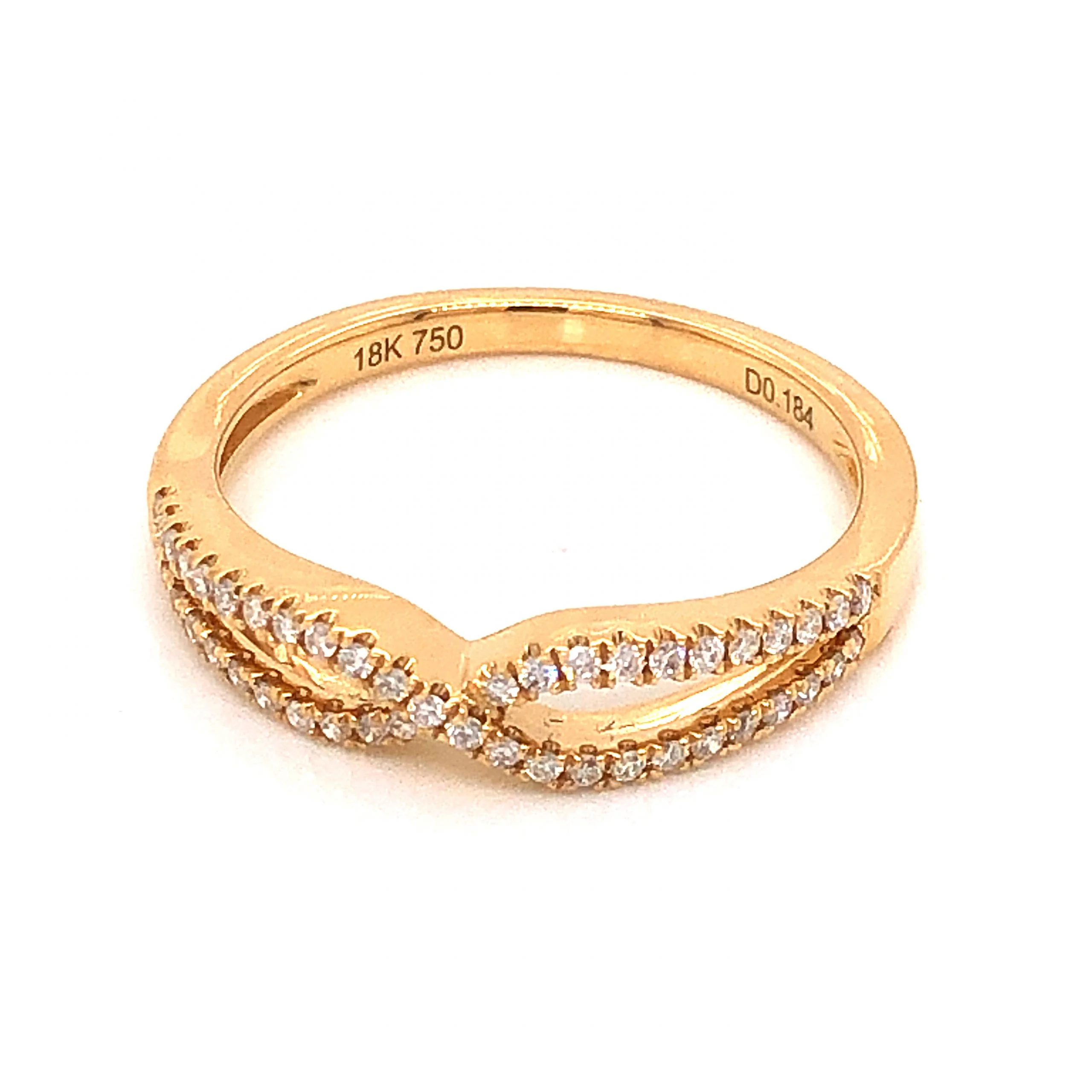 .18 Crossover Diamond Wedding Band in 18k Yellow Gold - Image 2