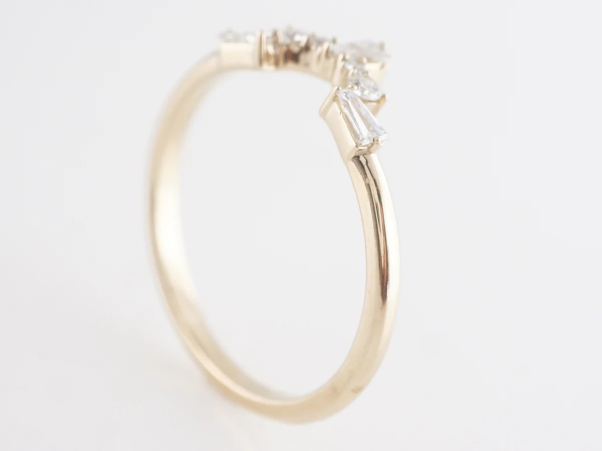 .18 Curved Diamond Wedding Band in 14k Yellow Gold - Image 4
