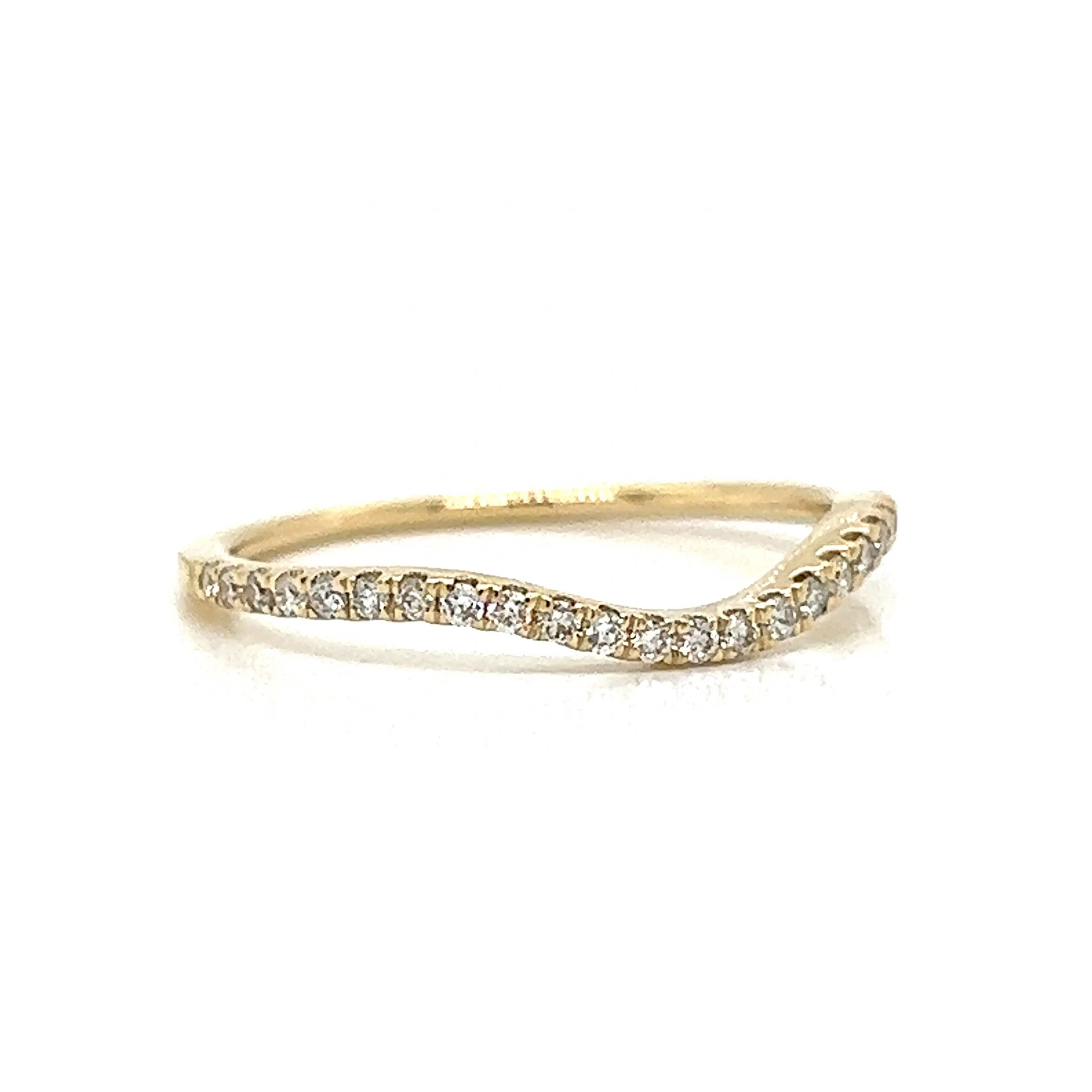 .18 Curved Diamond Wedding Band in Yellow Gold - Image 3