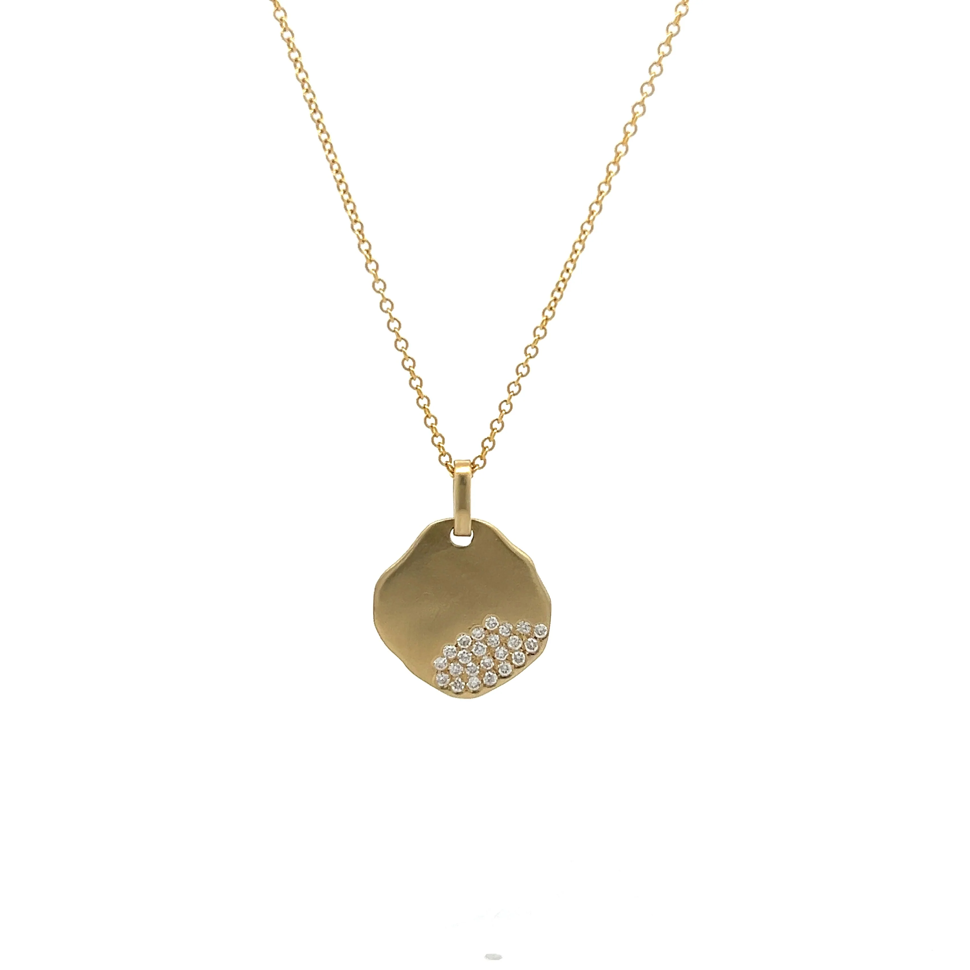 .18 Diamond Asymmetrical Pendant Necklace in 14k