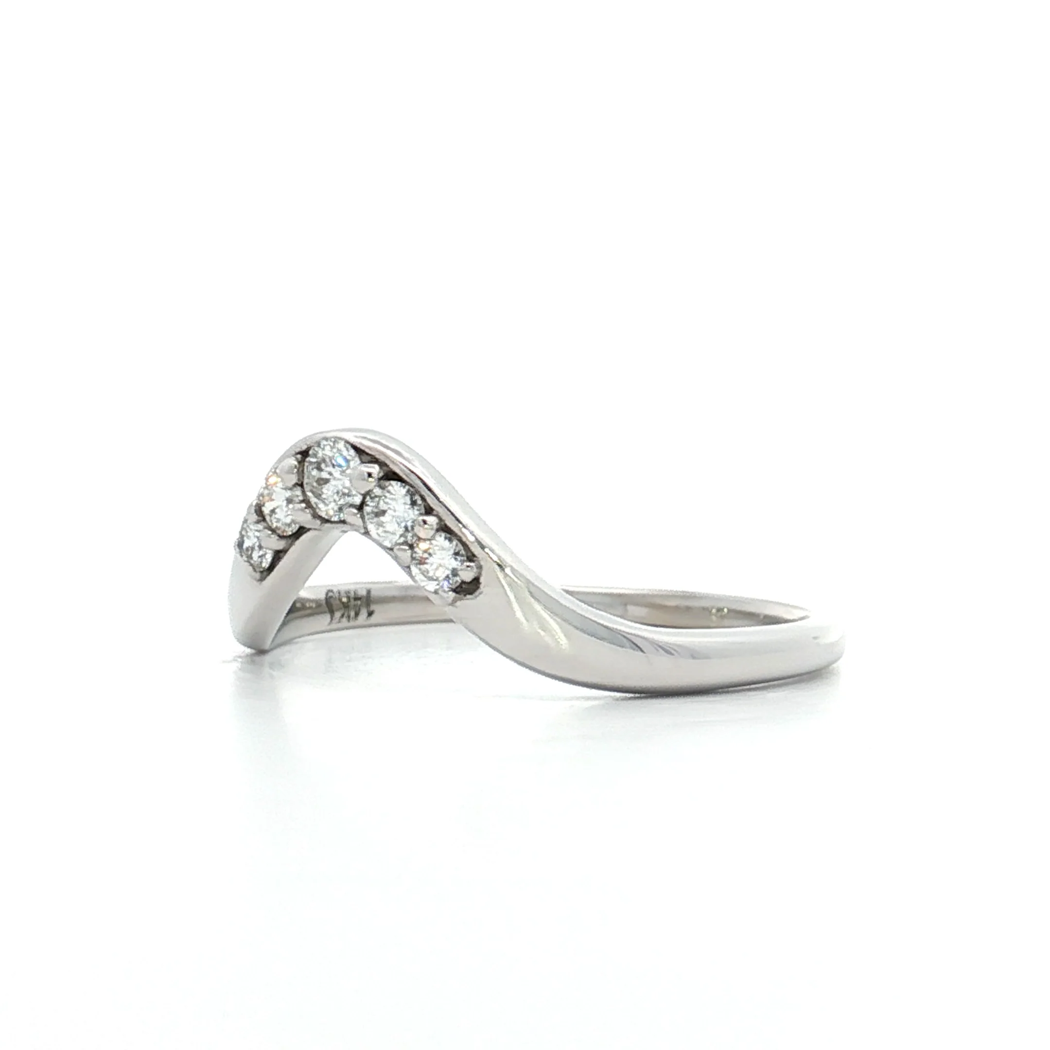 .18 Diamond Contour Wedding Band in 14k White Gold - Image 2