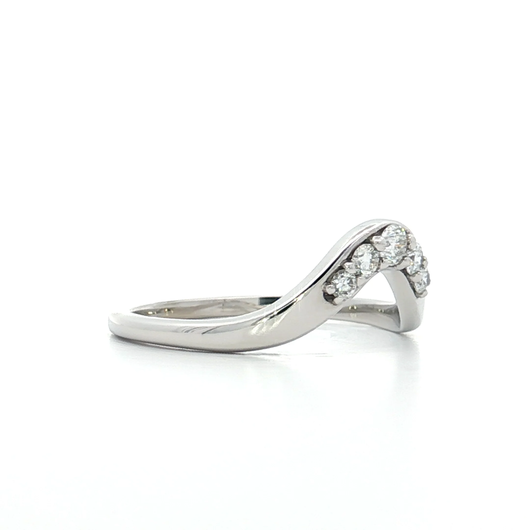 .18 Diamond Contour Wedding Band in 14k White Gold - Image 3