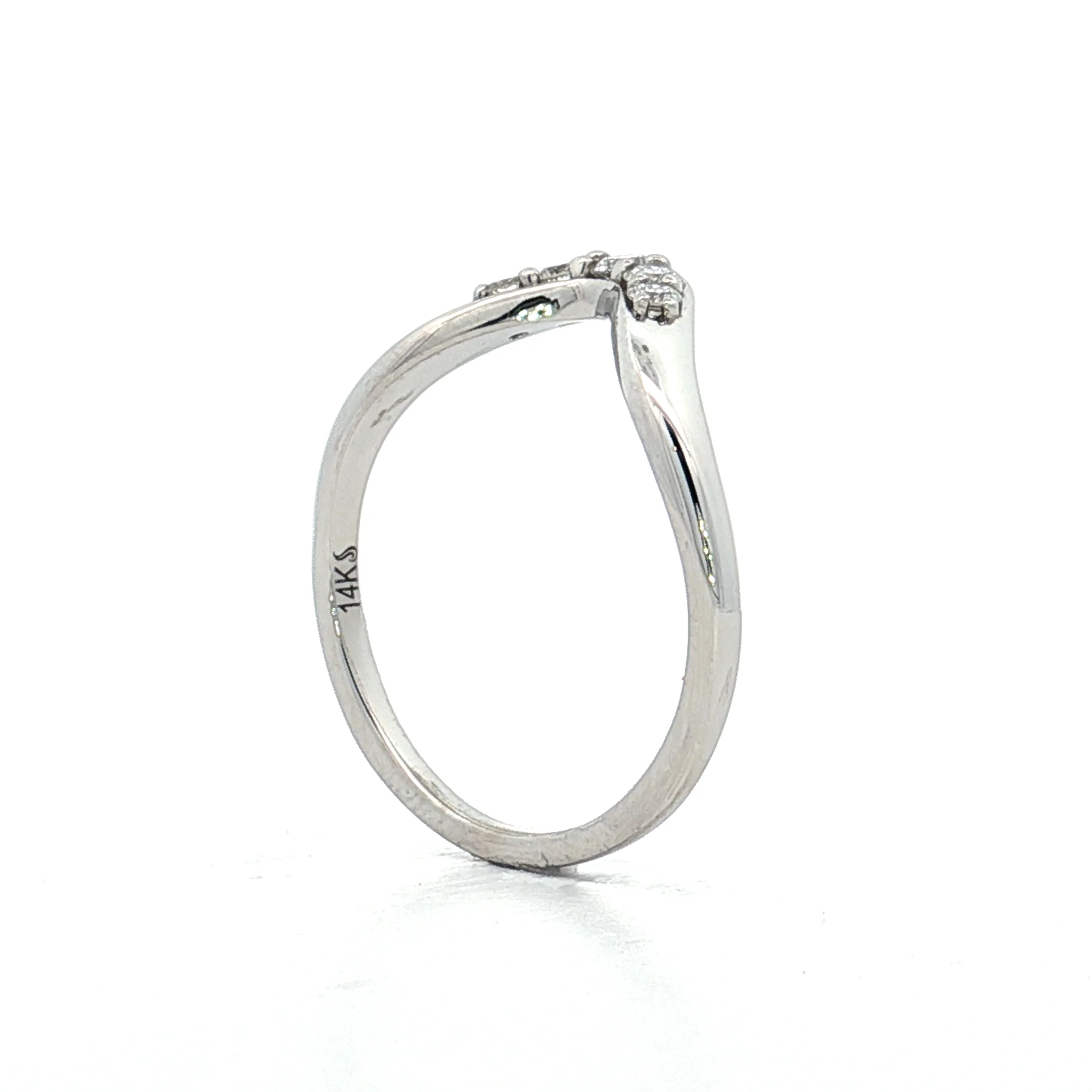 .18 Diamond Contour Wedding Band in 14k White Gold - Image 5