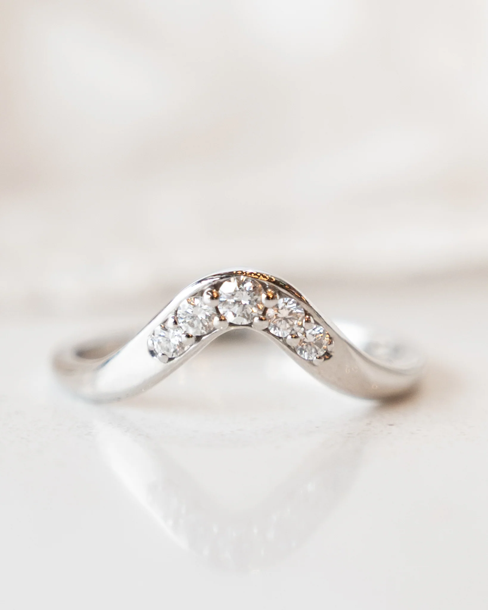 .18 Diamond Contour Wedding Band in 14k White Gold - Image 6